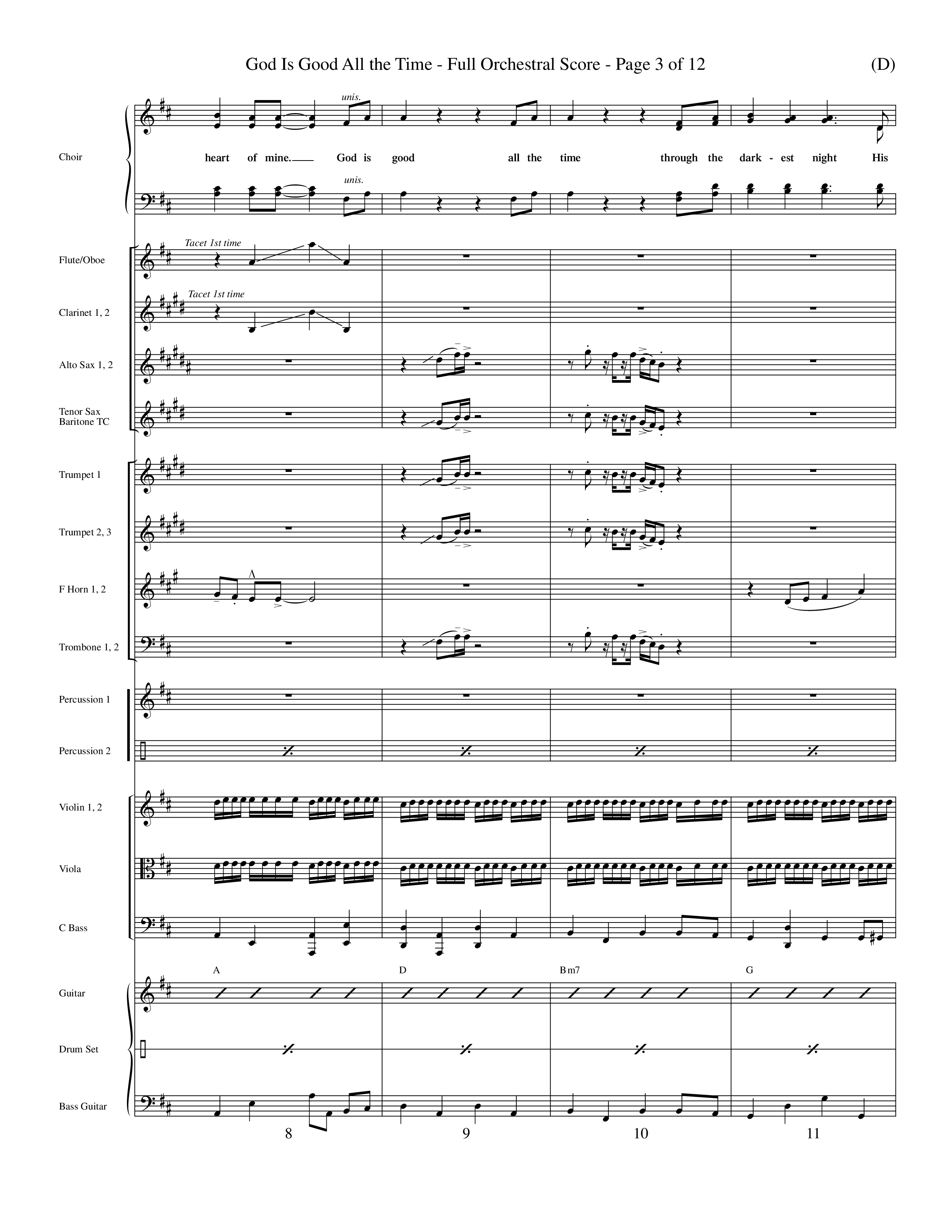 God Is Good All The Time (Choral Anthem SATB) Orchestration (Word Music Choral / Orch. Billy Payne)