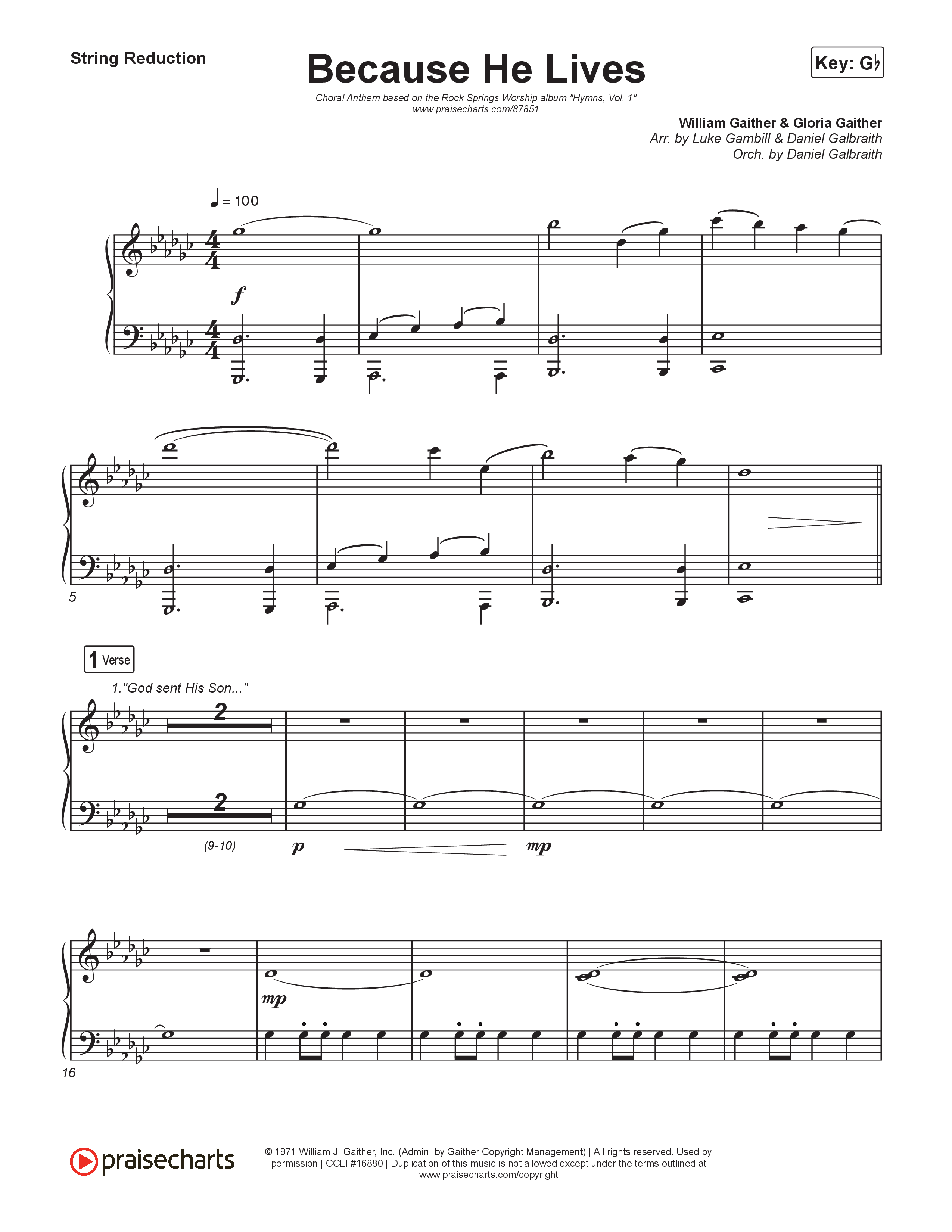 Because He Lives (Choral Anthem SATB) String Reduction (Rock Springs Worship / Arr. Luke Gambill)