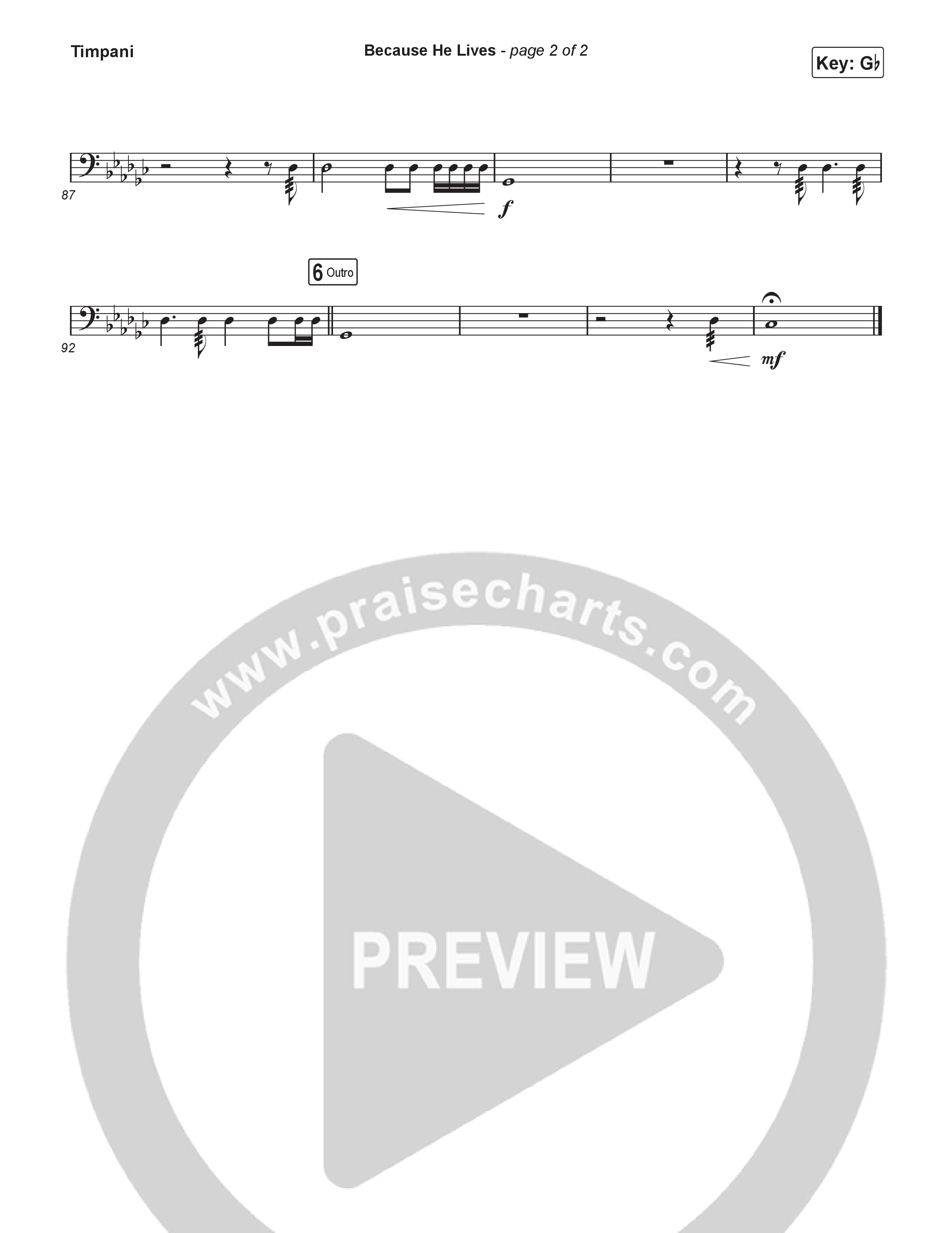 Because He Lives (Choral Anthem SATB) Timpani (Rock Springs Worship / Arr. Luke Gambill)