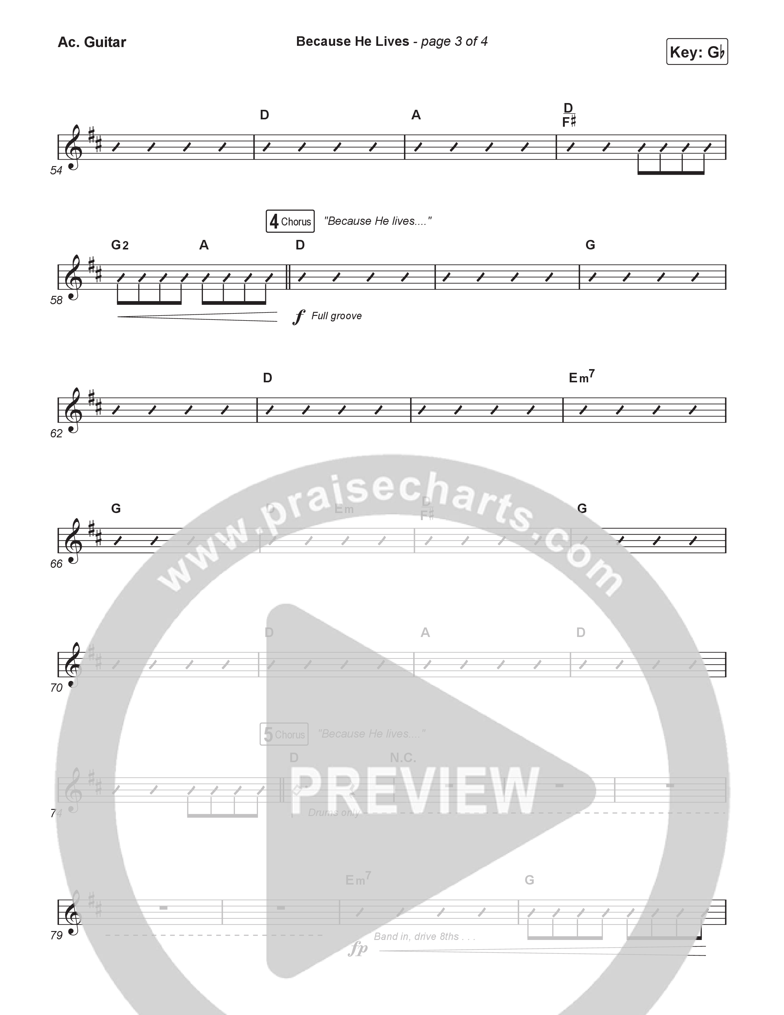 Because He Lives (Worship Choir/SAB) Acoustic Guitar (Rock Springs Worship / Arr. Luke Gambill)