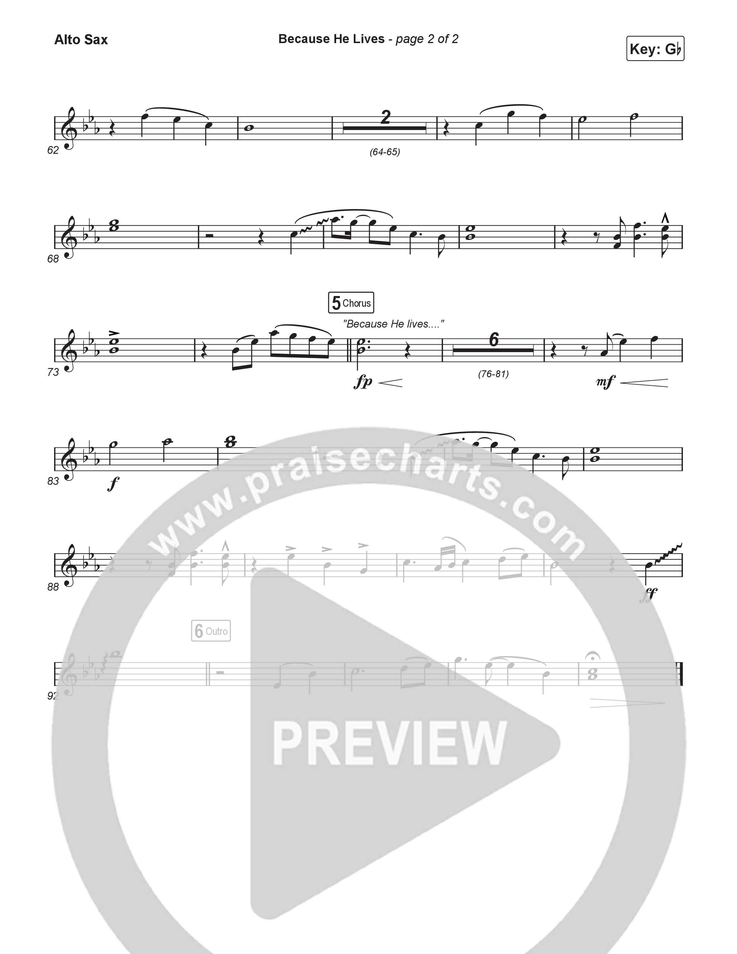 Because He Lives (Worship Choir/SAB) Alto Sax (Rock Springs Worship / Arr. Luke Gambill)