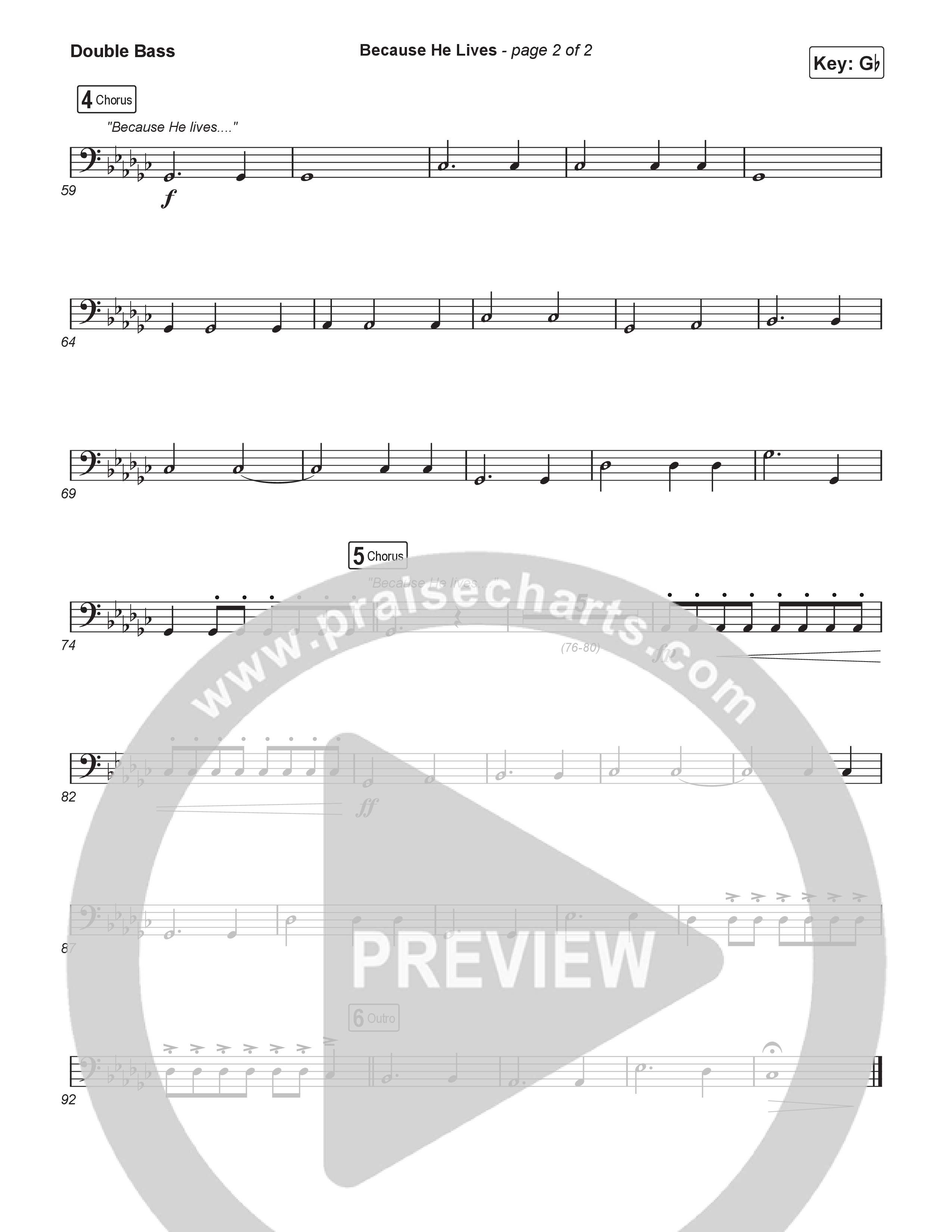 Because He Lives (Worship Choir/SAB) Double Bass (Rock Springs Worship / Arr. Luke Gambill)