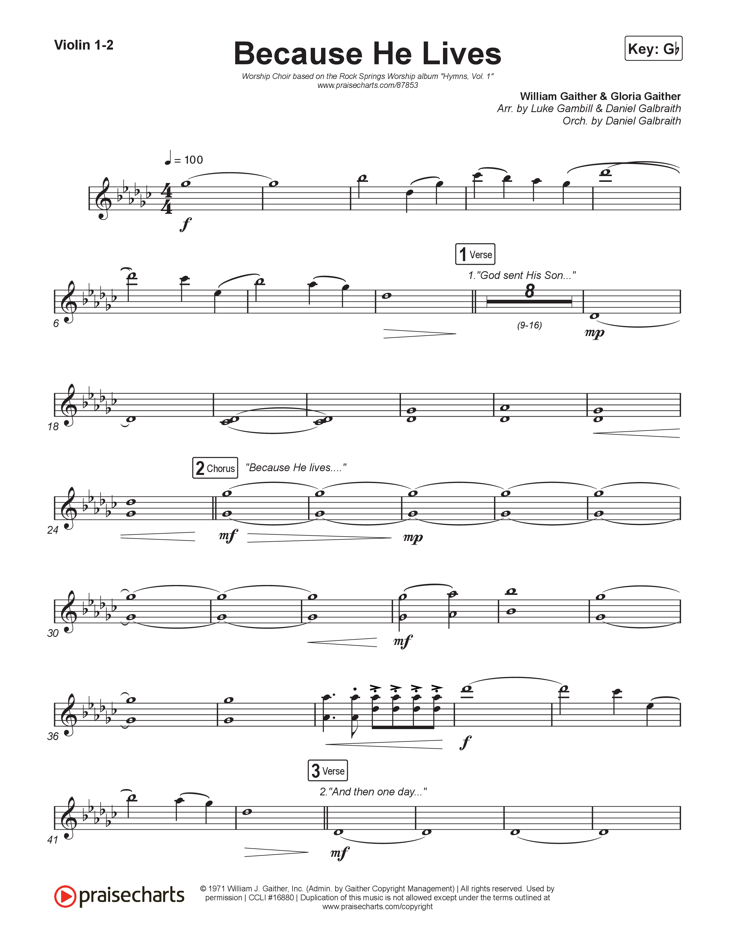 Because He Lives (Worship Choir/SAB) String Pack (Rock Springs Worship / Arr. Luke Gambill)