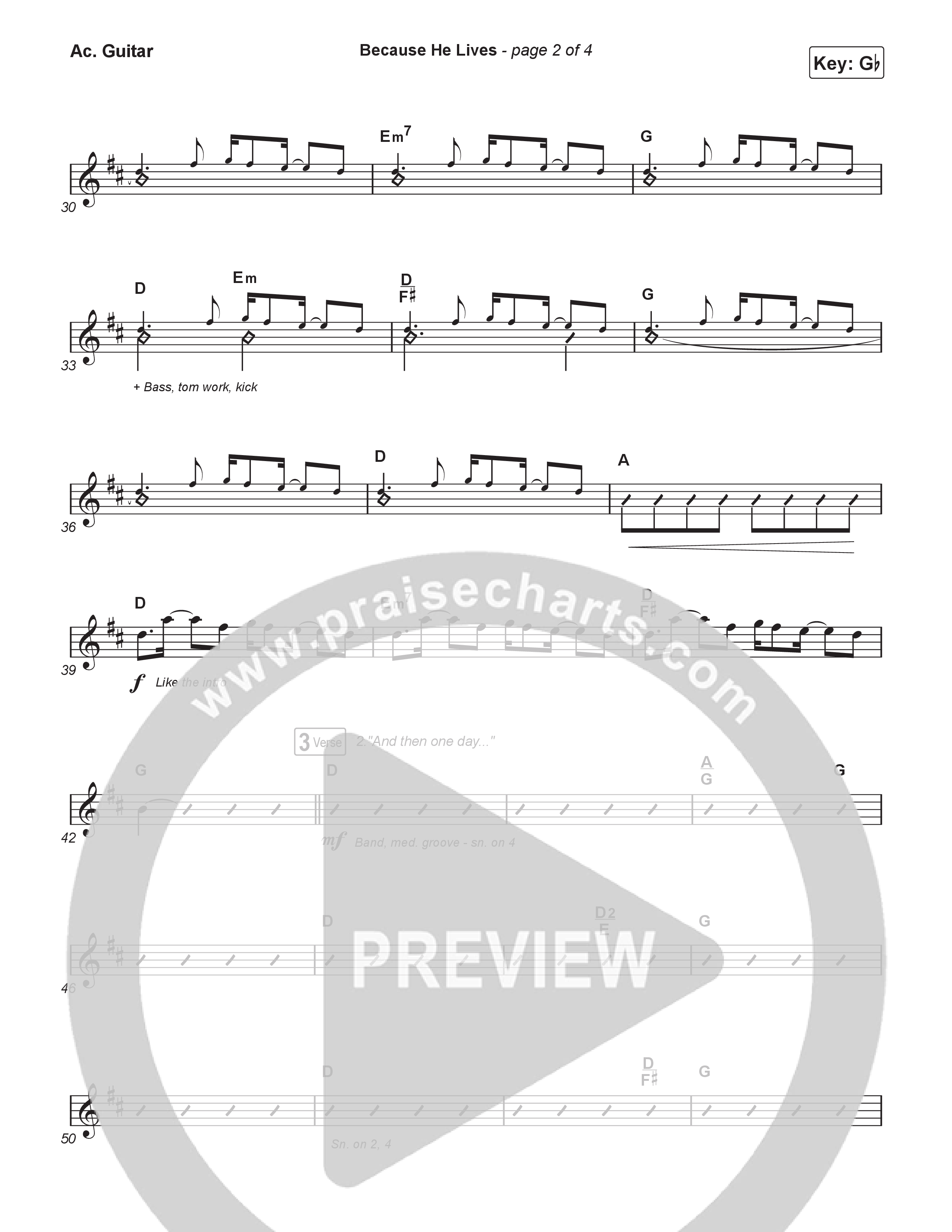 Because He Lives (Unison/2-Part) Acoustic Guitar (Rock Springs Worship / Arr. Luke Gambill)