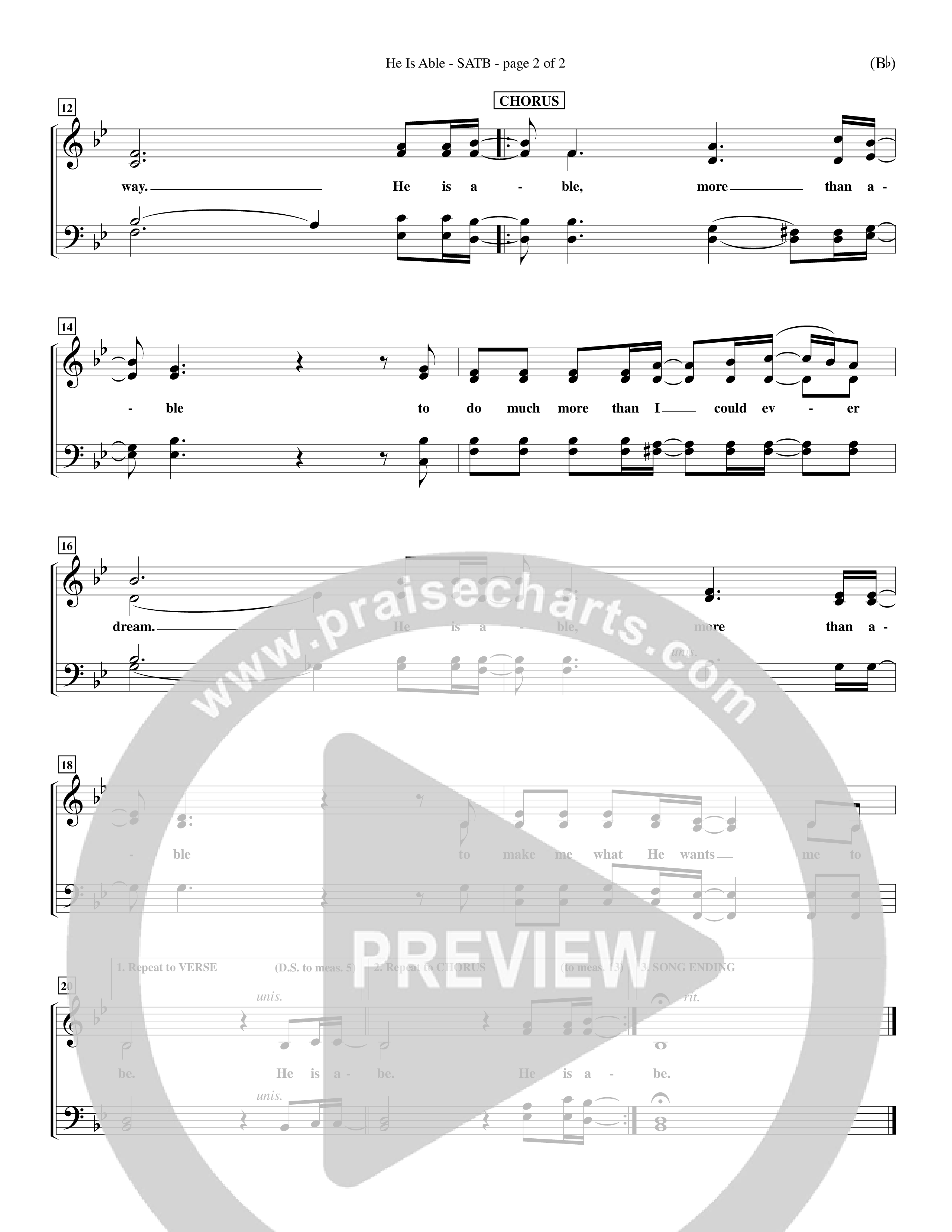 He Is Able (Choral Anthem SATB) Choir Sheet (SATB) (Word Music Choral / Orch. Mark McClure)