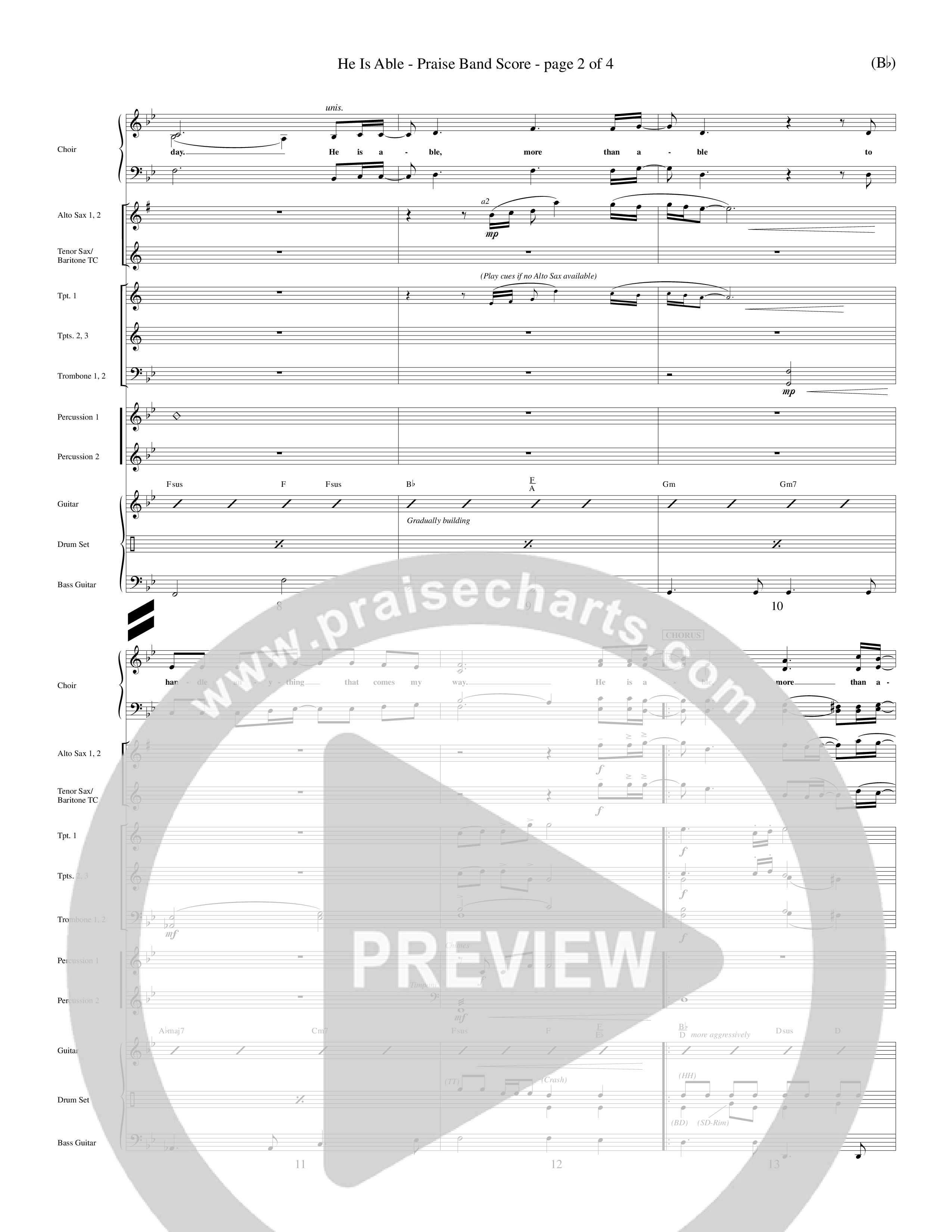 He Is Able (Choral Anthem SATB) PraiseBand (incl. Brass) (Word Music Choral / Orch. Mark McClure)