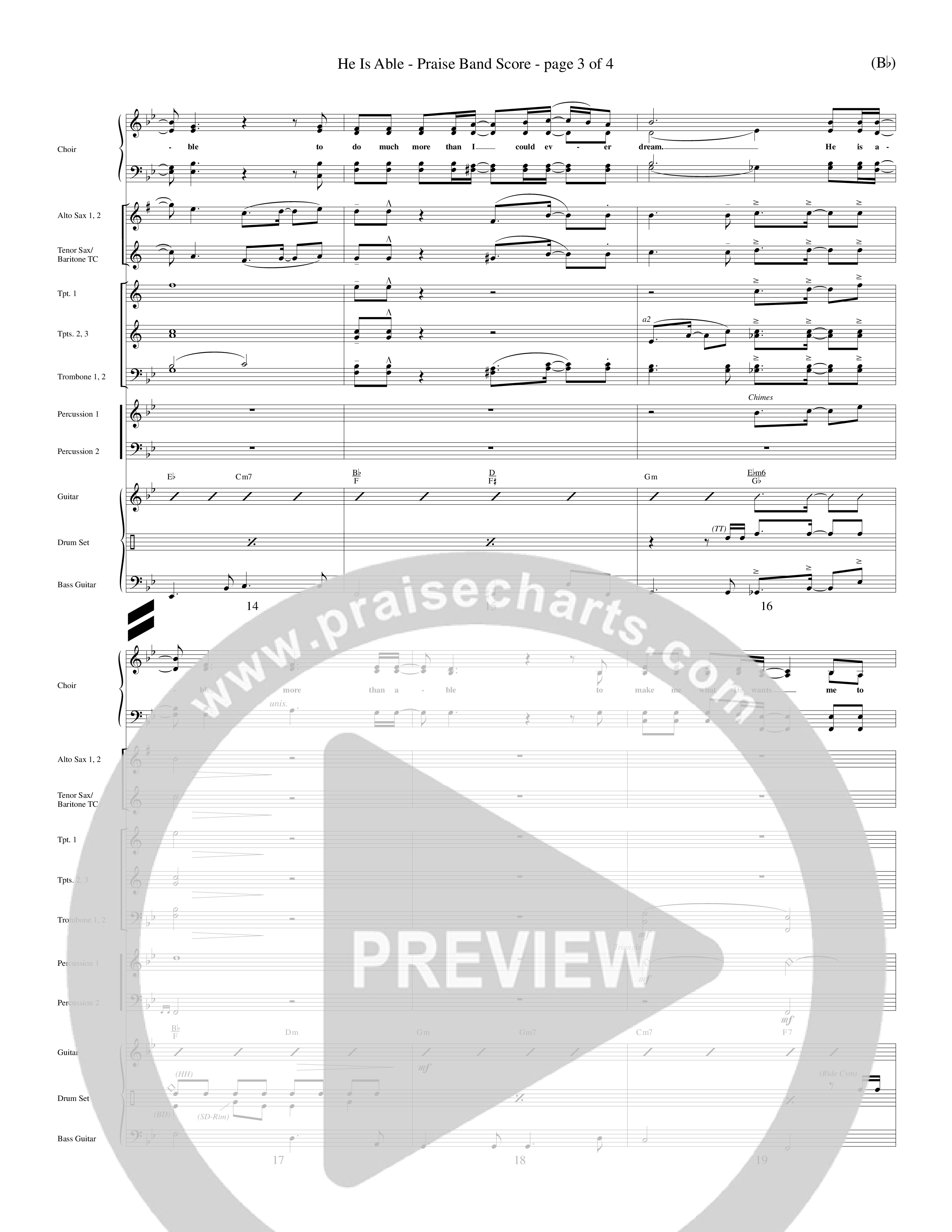He Is Able (Choral Anthem SATB) PraiseBand (incl. Brass) (Word Music Choral / Orch. Mark McClure)