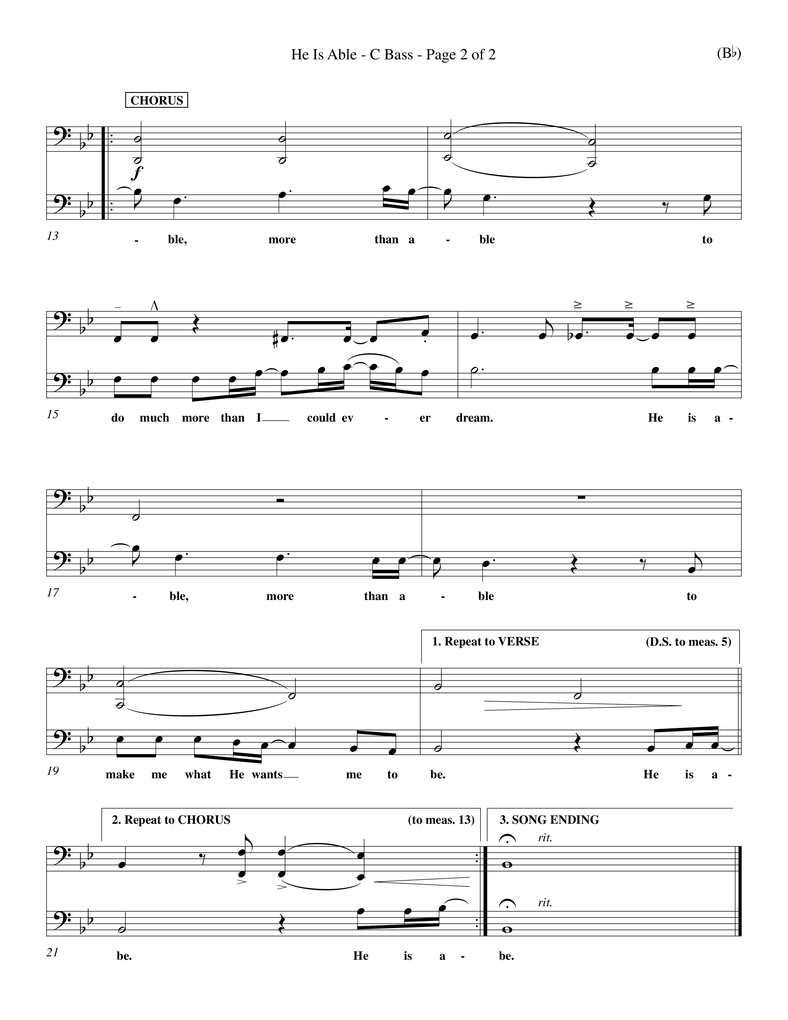 He Is Able (Choral Anthem SATB) Contrabass (Word Music Choral / Orch. Mark McClure)