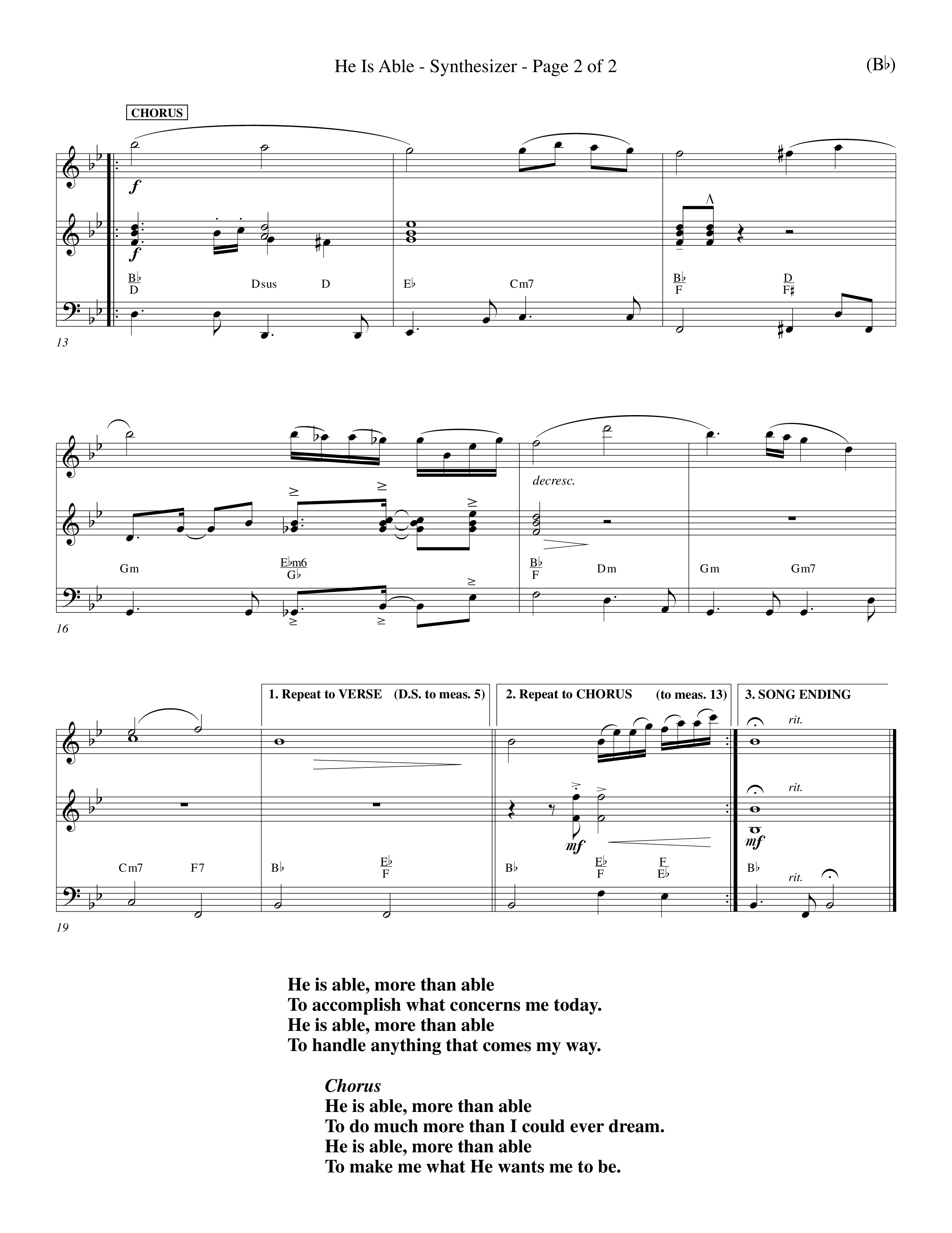 He Is Able (Choral Anthem SATB) Synth (Word Music Choral / Orch. Mark McClure)
