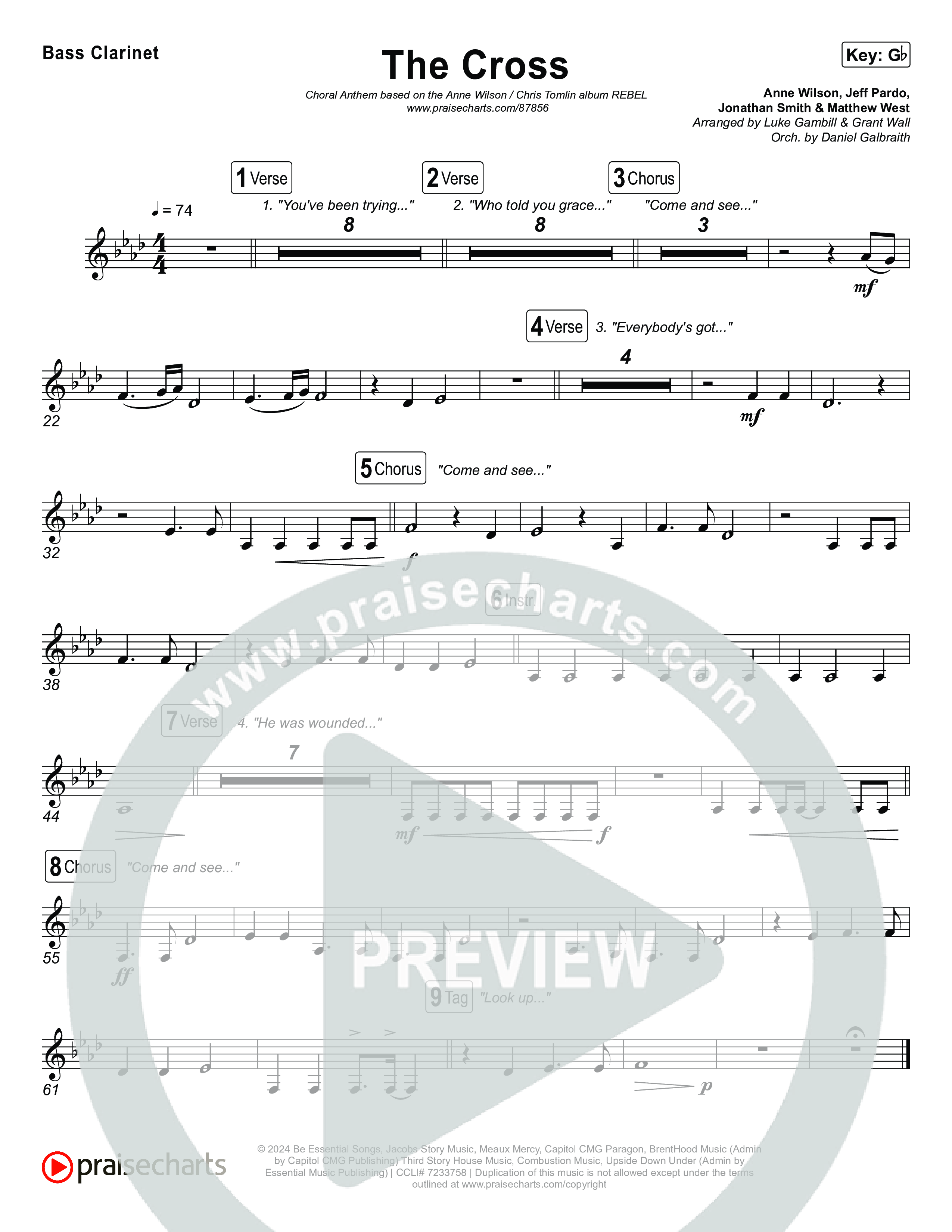 The Cross (Choral Anthem SATB) Clarinet 1,2 (Anne Wilson / Chris Tomlin / Arr. Luke Gambill)