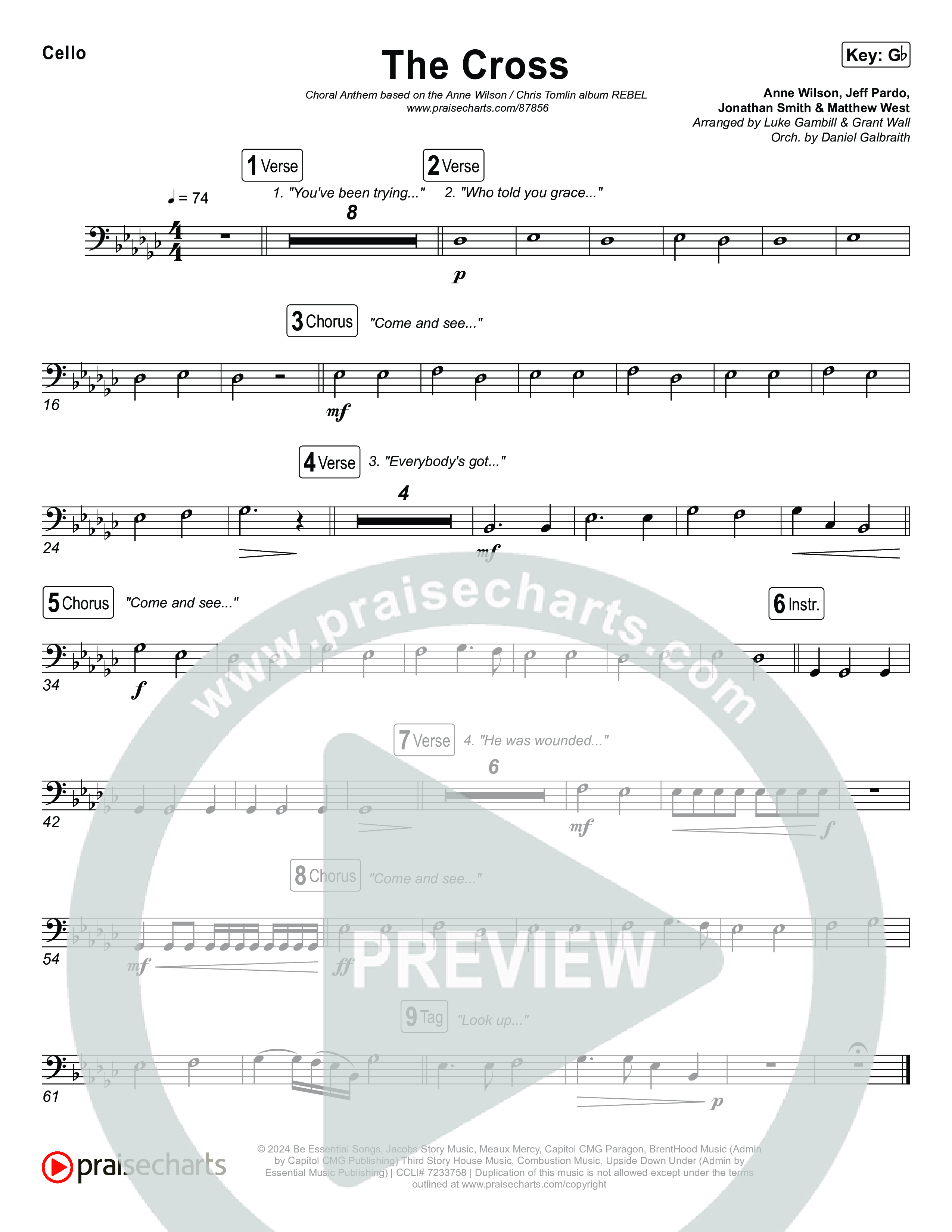 The Cross (Choral Anthem SATB) Cello (Anne Wilson / Chris Tomlin / Arr. Luke Gambill)