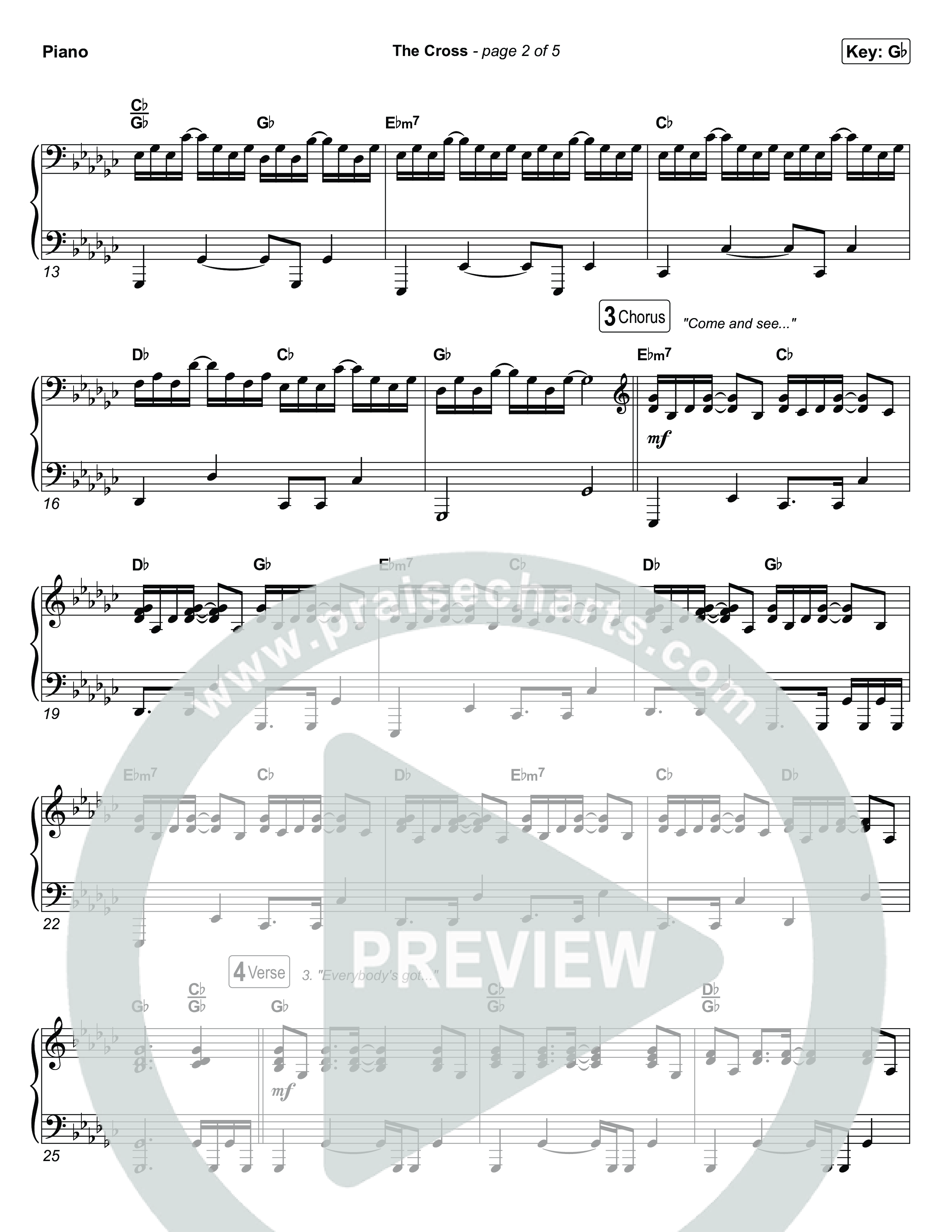 The Cross (Choral Anthem SATB) Piano Sheet (Anne Wilson / Chris Tomlin / Arr. Luke Gambill)