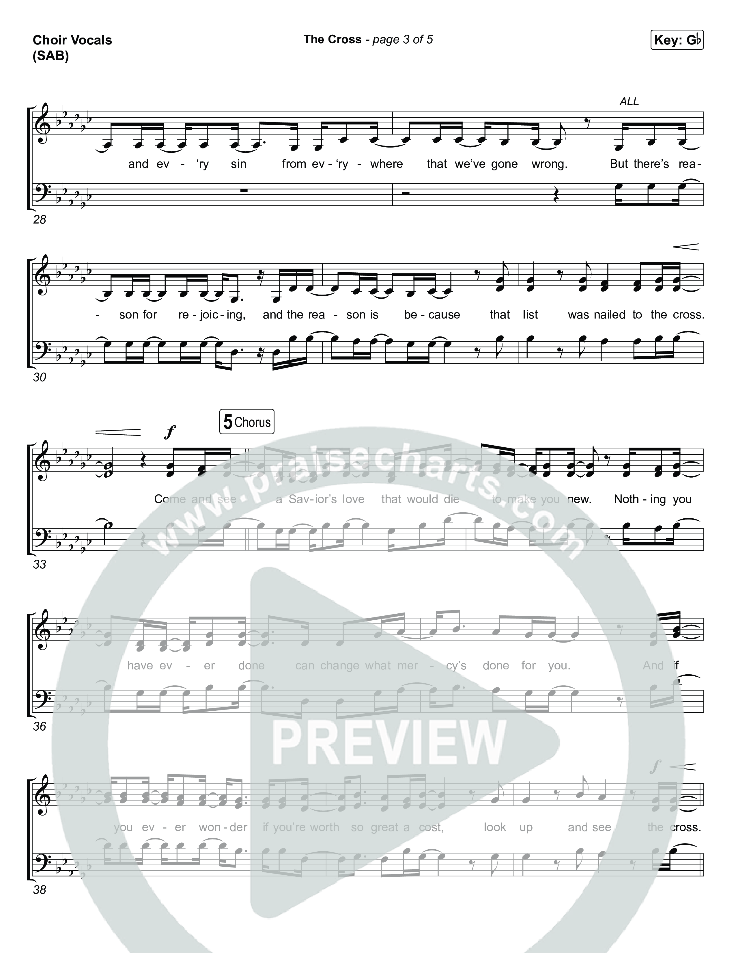 The Cross (Worship Choir/SAB) Choir Sheet (SAB) (Anne Wilson / Chris Tomlin / Arr. Luke Gambill)