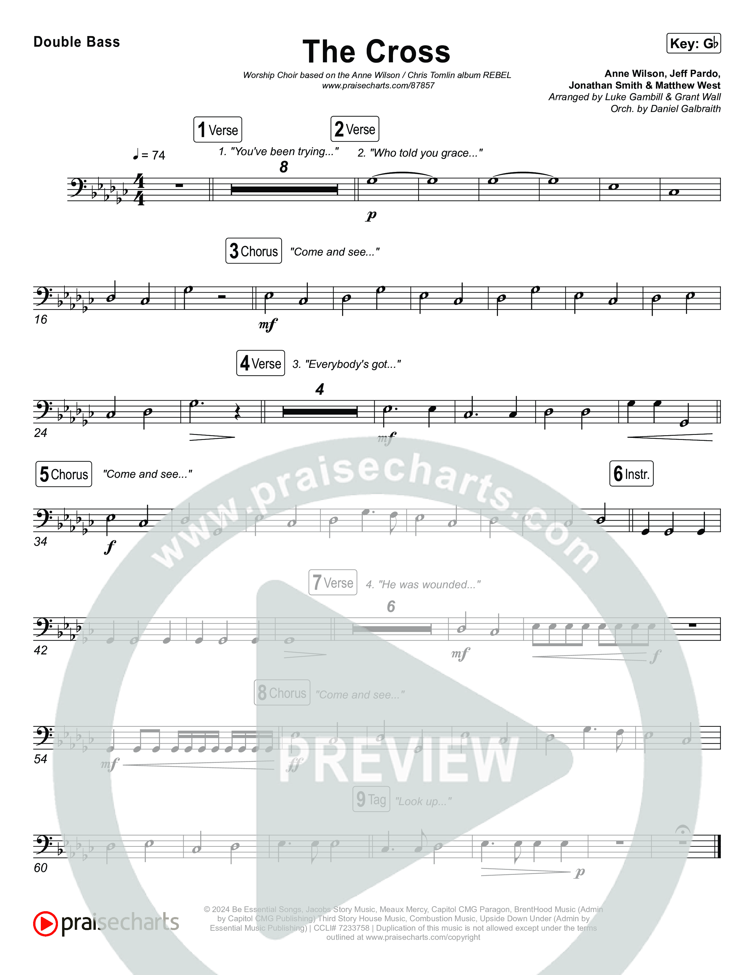 The Cross (Worship Choir/SAB) Double Bass (Anne Wilson / Chris Tomlin / Arr. Luke Gambill)