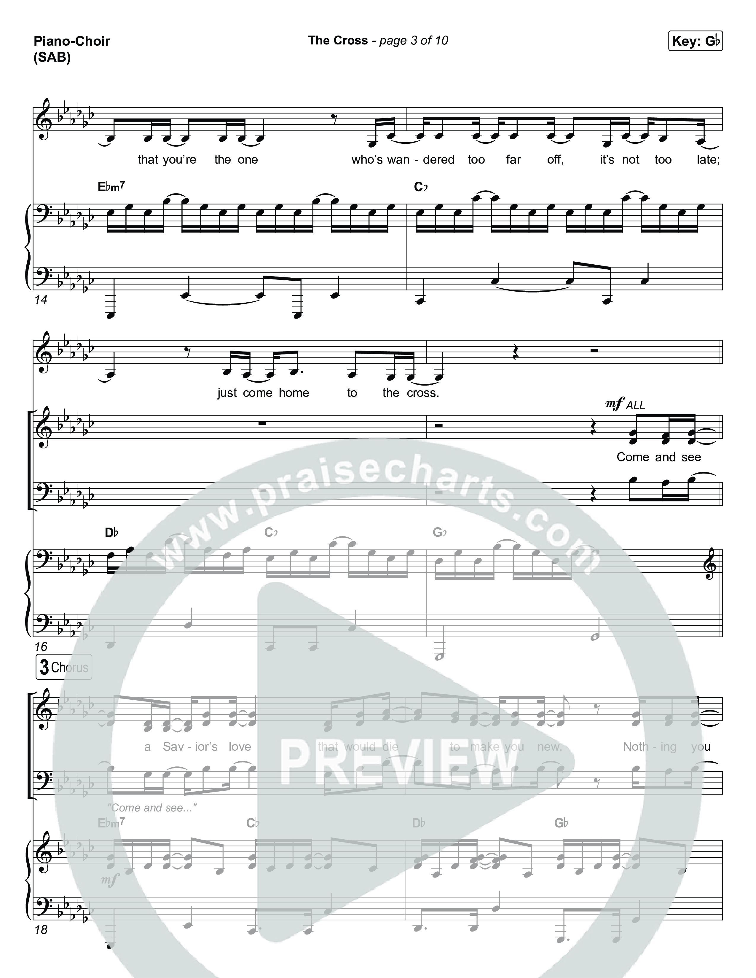 The Cross (Worship Choir/SAB) Piano/Choir (SAB) (Anne Wilson / Chris Tomlin / Arr. Luke Gambill)