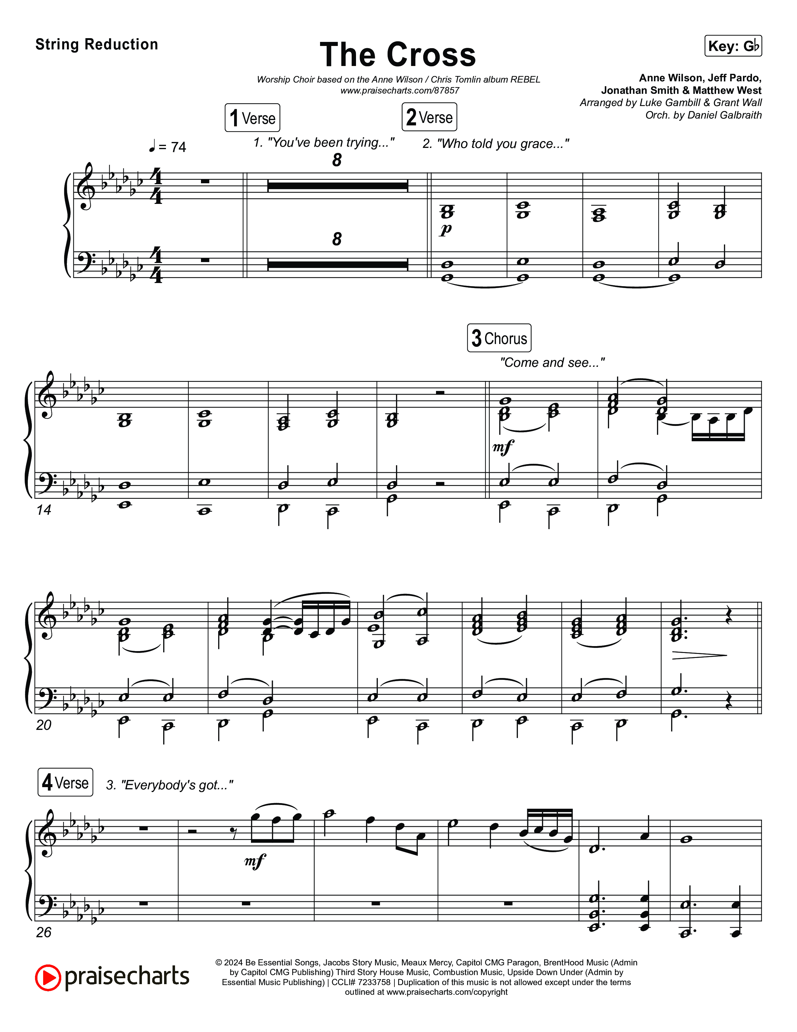 The Cross (Worship Choir/SAB) String Reduction (Anne Wilson / Chris Tomlin / Arr. Luke Gambill)