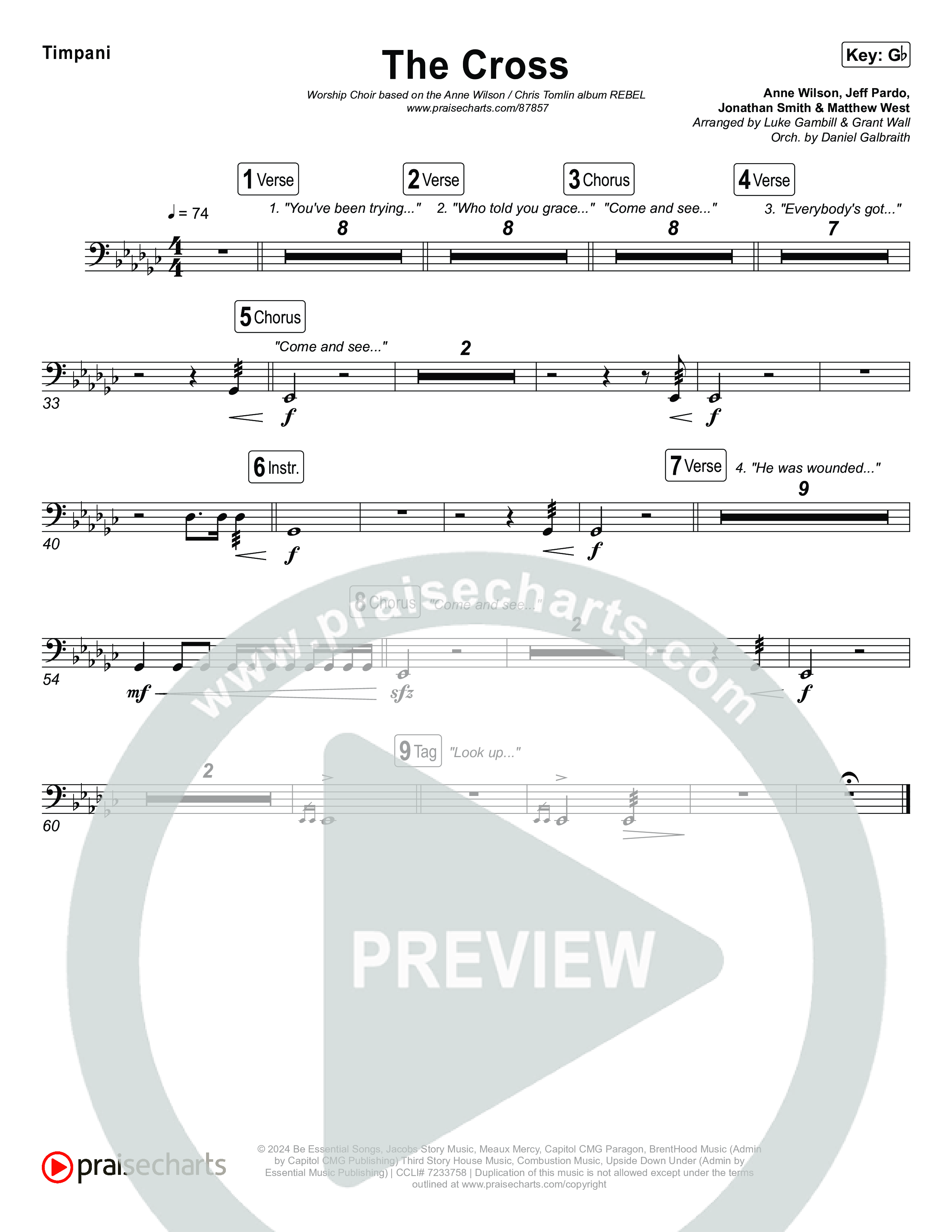 The Cross (Worship Choir/SAB) Timpani (Anne Wilson / Chris Tomlin / Arr. Luke Gambill)