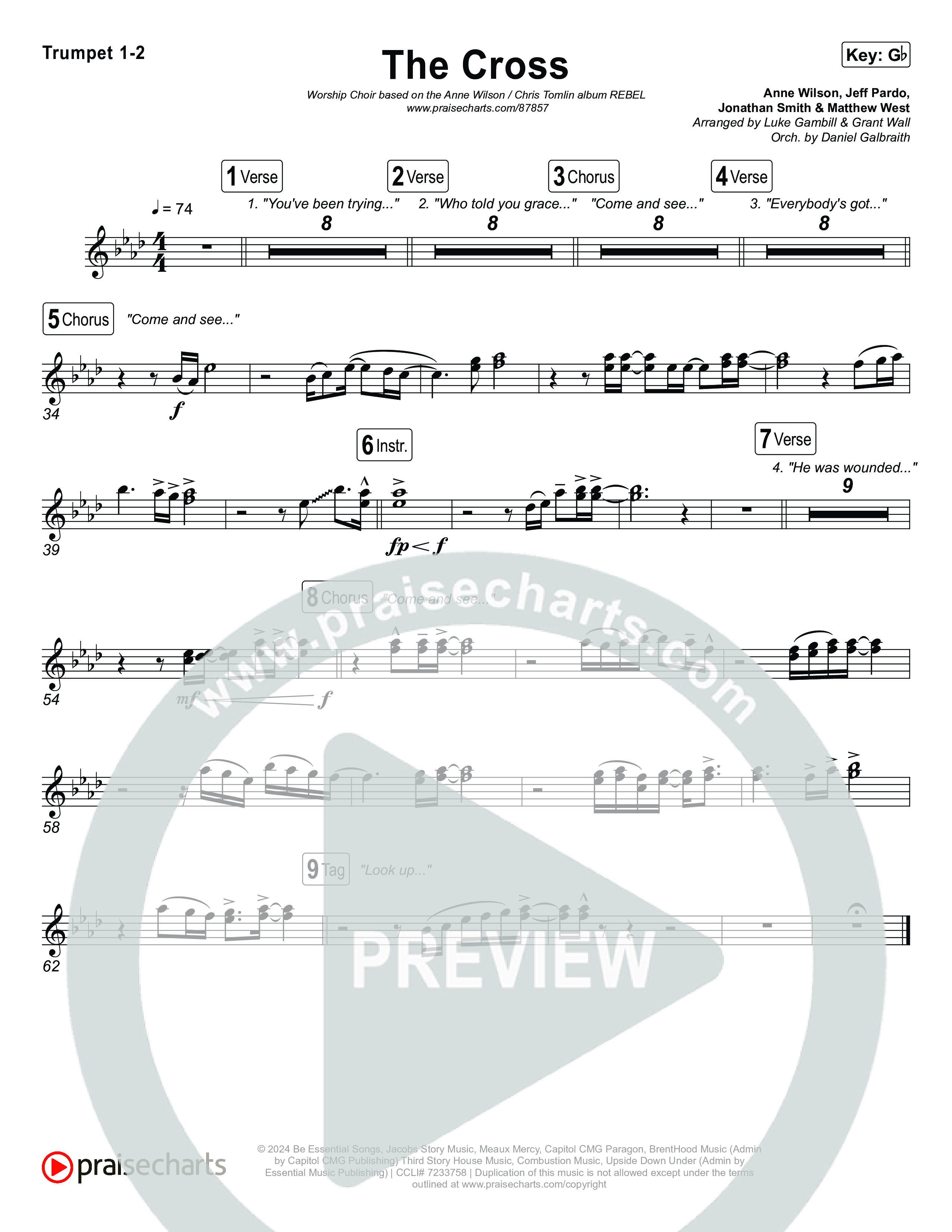 The Cross (Worship Choir/SAB) Brass Pack (Anne Wilson / Chris Tomlin / Arr. Luke Gambill)