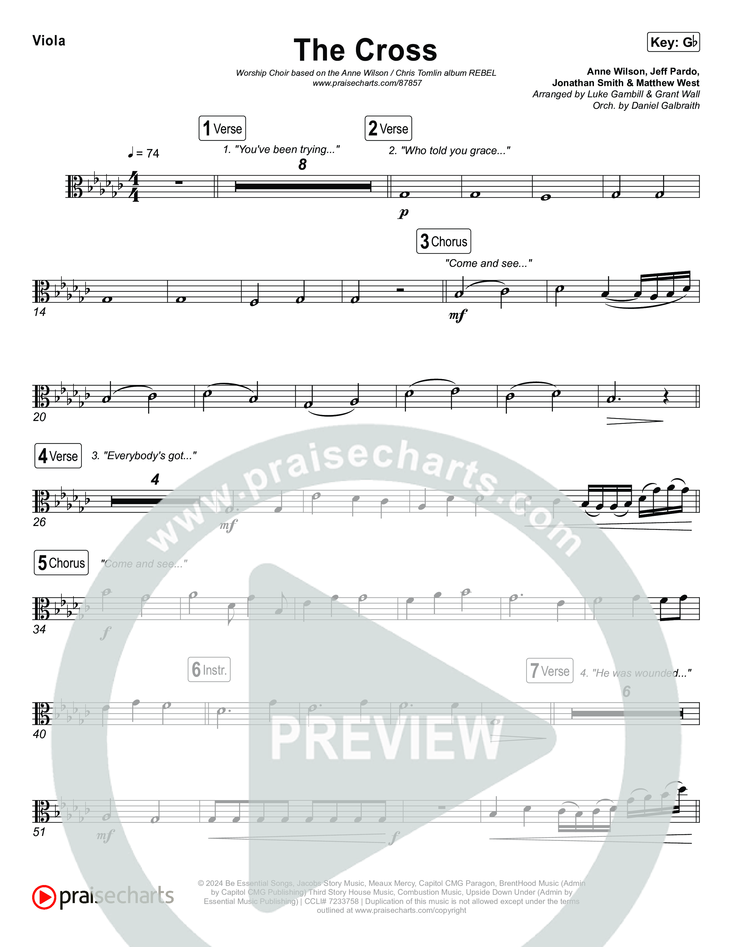 The Cross (Worship Choir/SAB) Viola (Anne Wilson / Chris Tomlin / Arr. Luke Gambill)