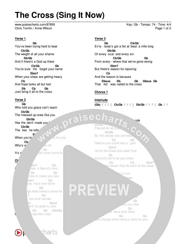 The Cross (Sing It Now) Chords & Lyrics (Anne Wilson / Chris Tomlin / Arr. Luke Gambill)