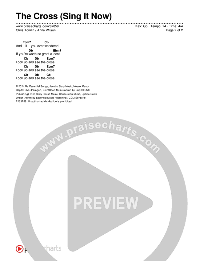 The Cross (Sing It Now) Chords & Lyrics (Anne Wilson / Chris Tomlin / Arr. Luke Gambill)