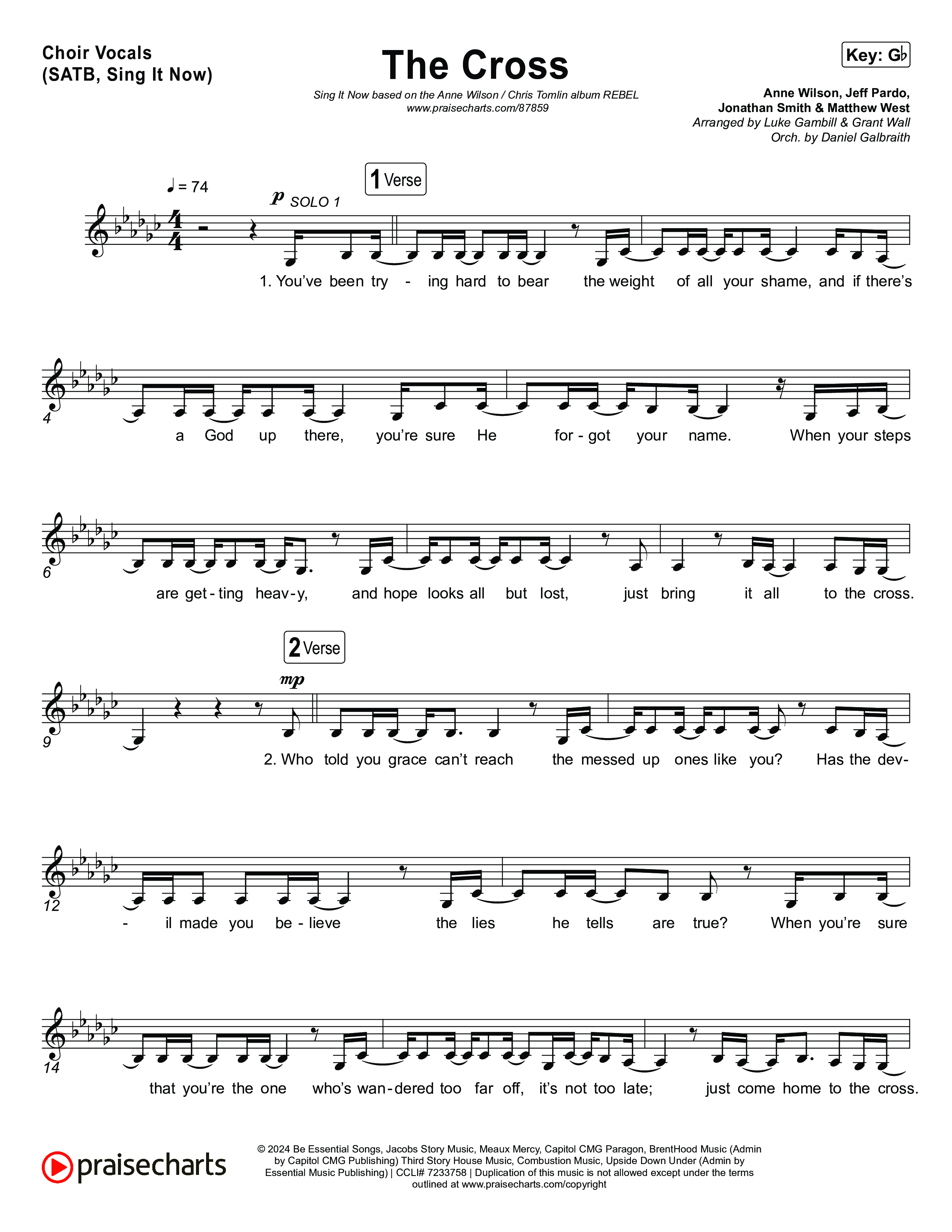 The Cross (Sing It Now) Choir Sheet (SATB) (Anne Wilson / Chris Tomlin / Arr. Luke Gambill)