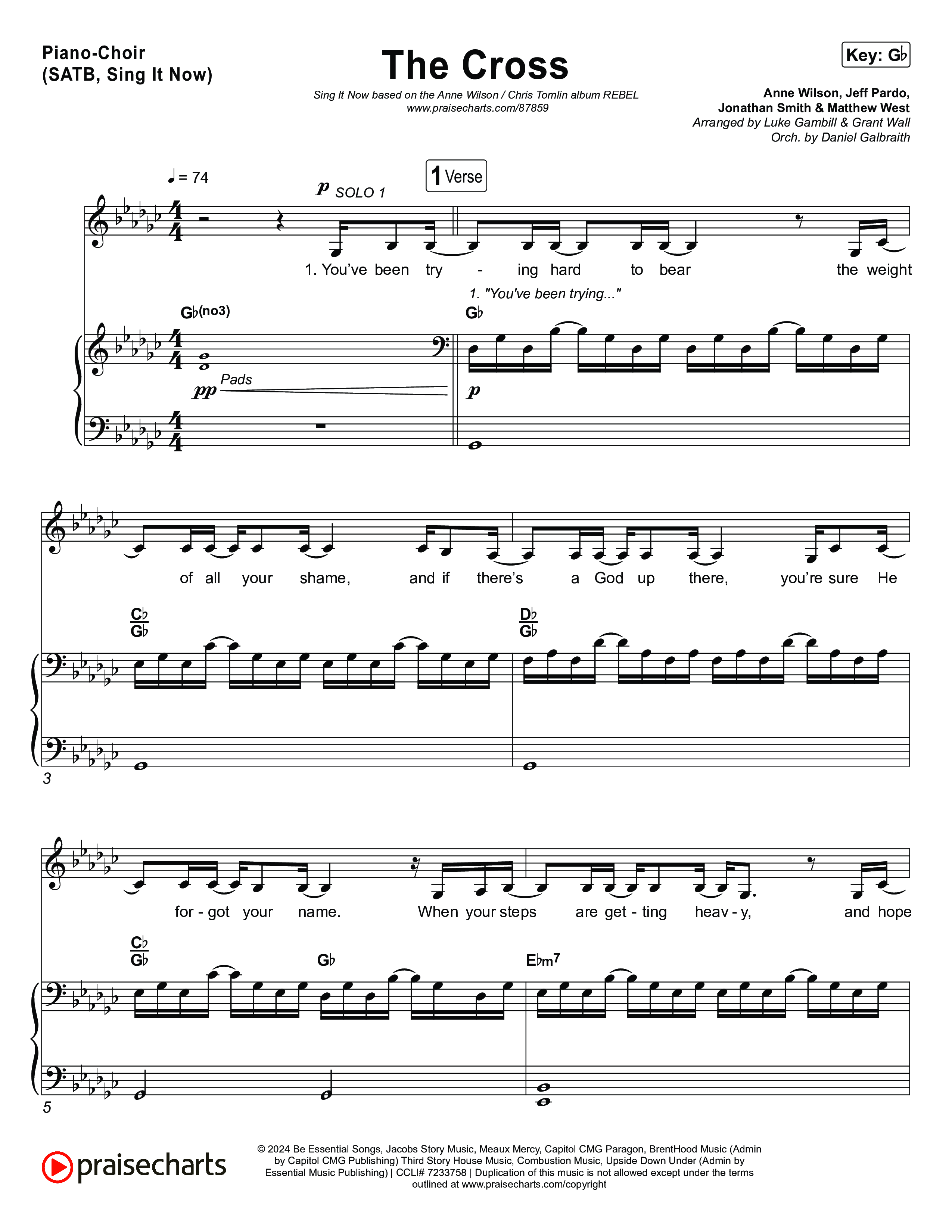 The Cross (Sing It Now) Piano/Choir (SATB) (Anne Wilson / Chris Tomlin / Arr. Luke Gambill)