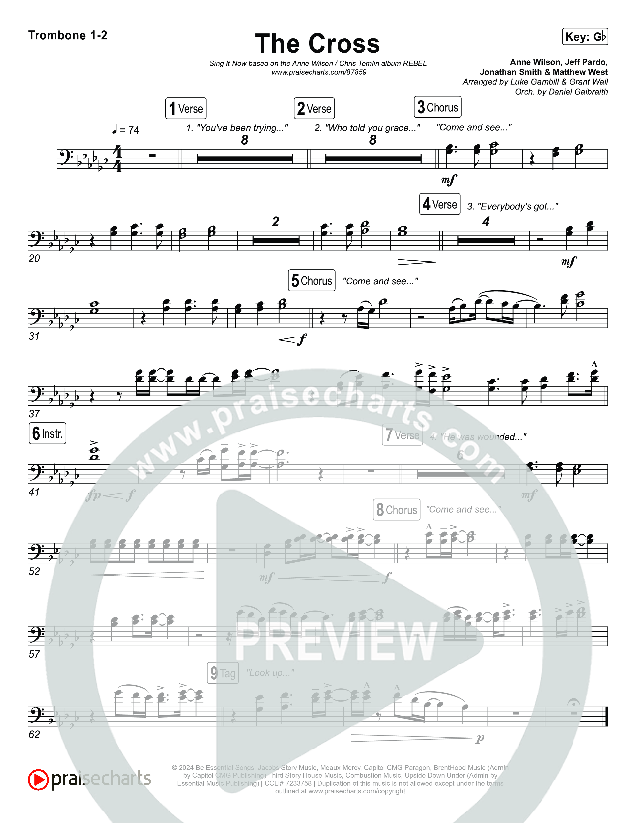 The Cross (Sing It Now) Trombone 1/2 (Anne Wilson / Chris Tomlin / Arr. Luke Gambill)