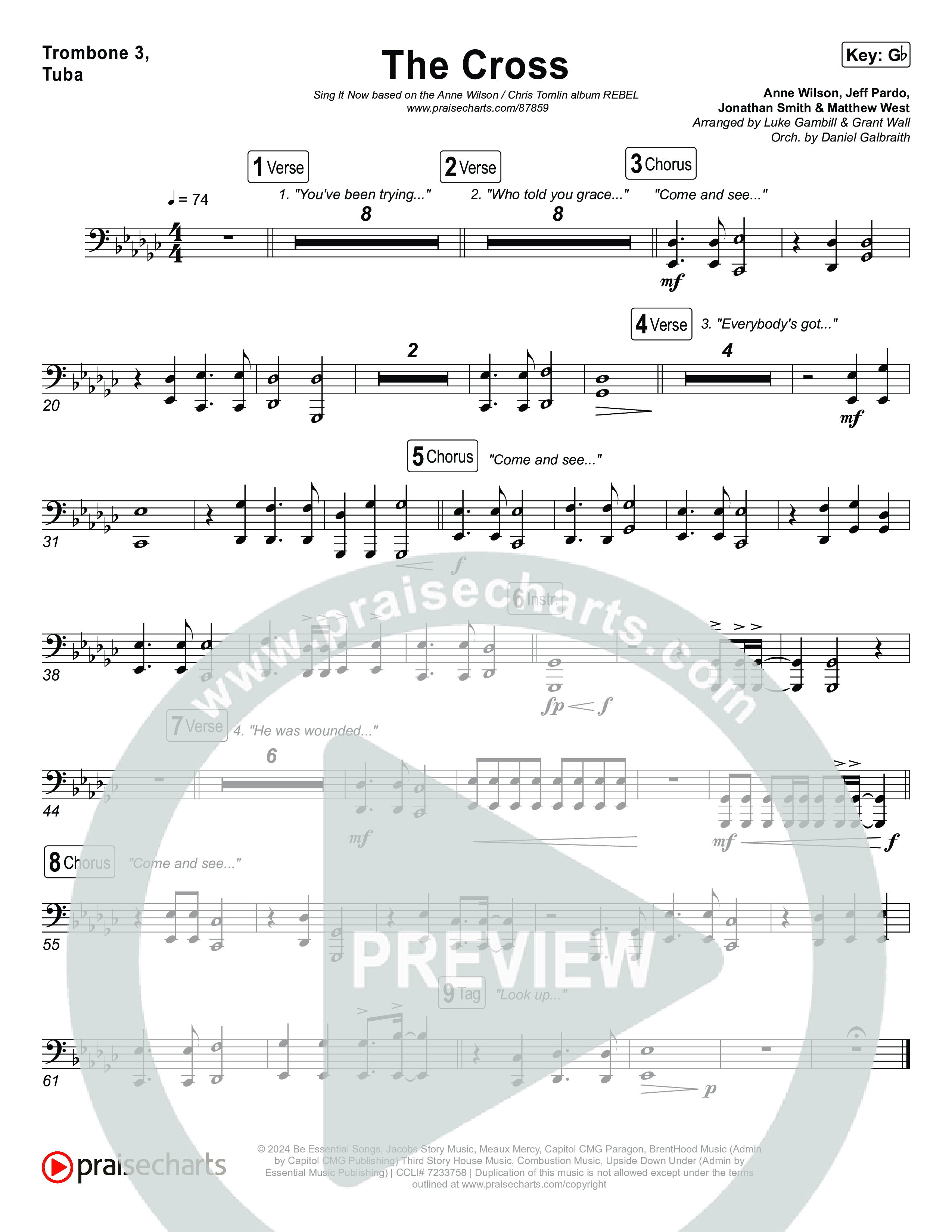 The Cross (Sing It Now) Trombone 3/Tuba (Anne Wilson / Chris Tomlin / Arr. Luke Gambill)