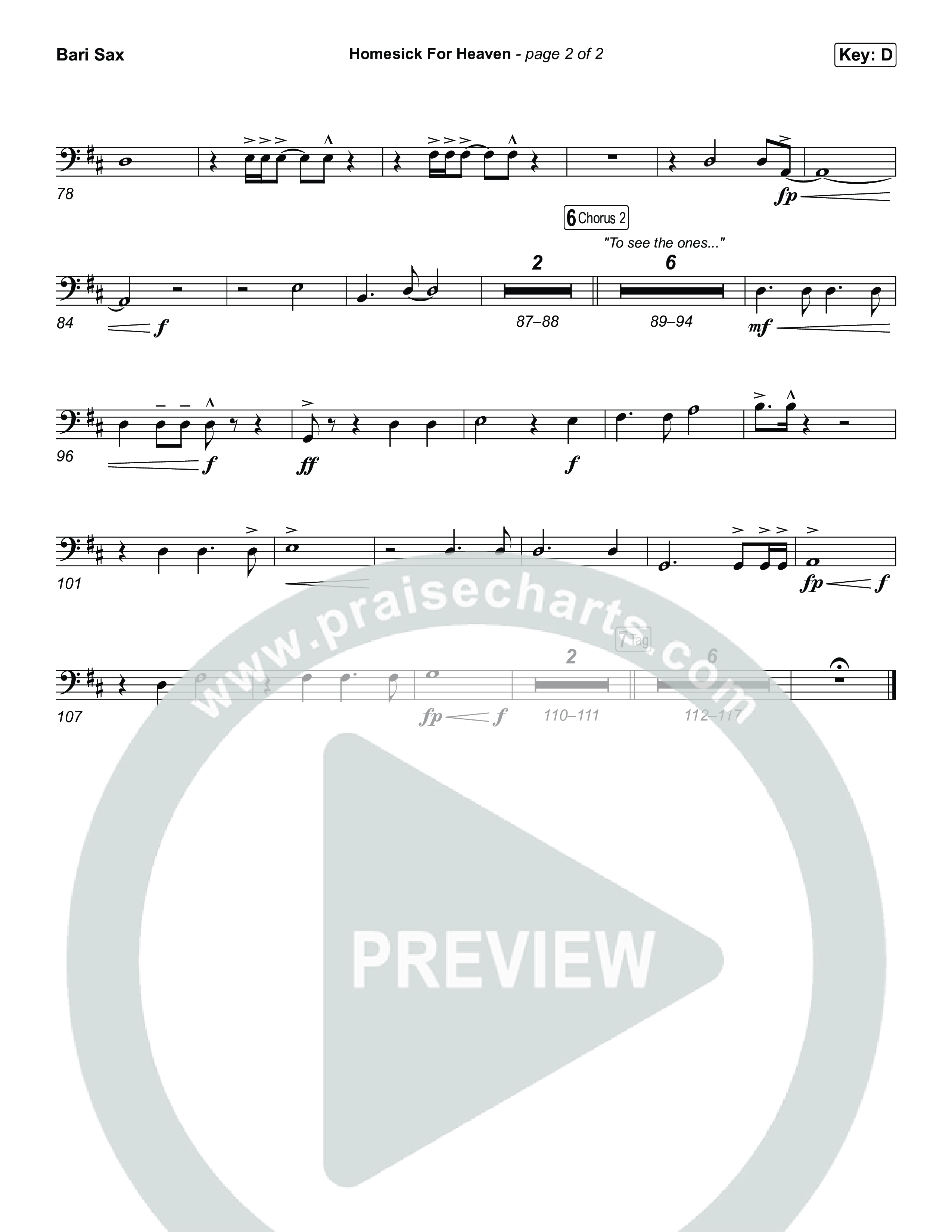 Homesick For Heaven Bari Sax (Phil Wickham)