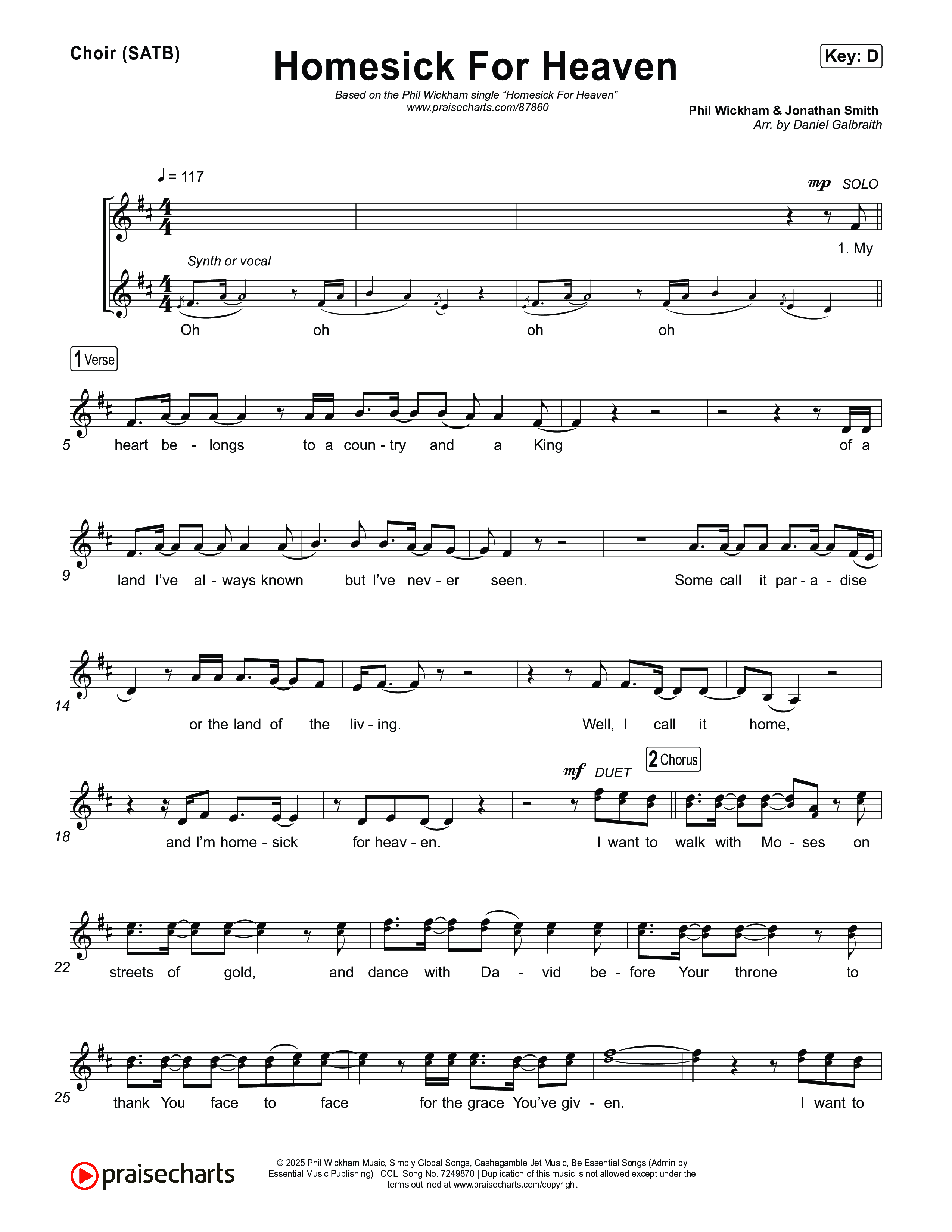Homesick For Heaven Choir Sheet (SATB) (Phil Wickham)