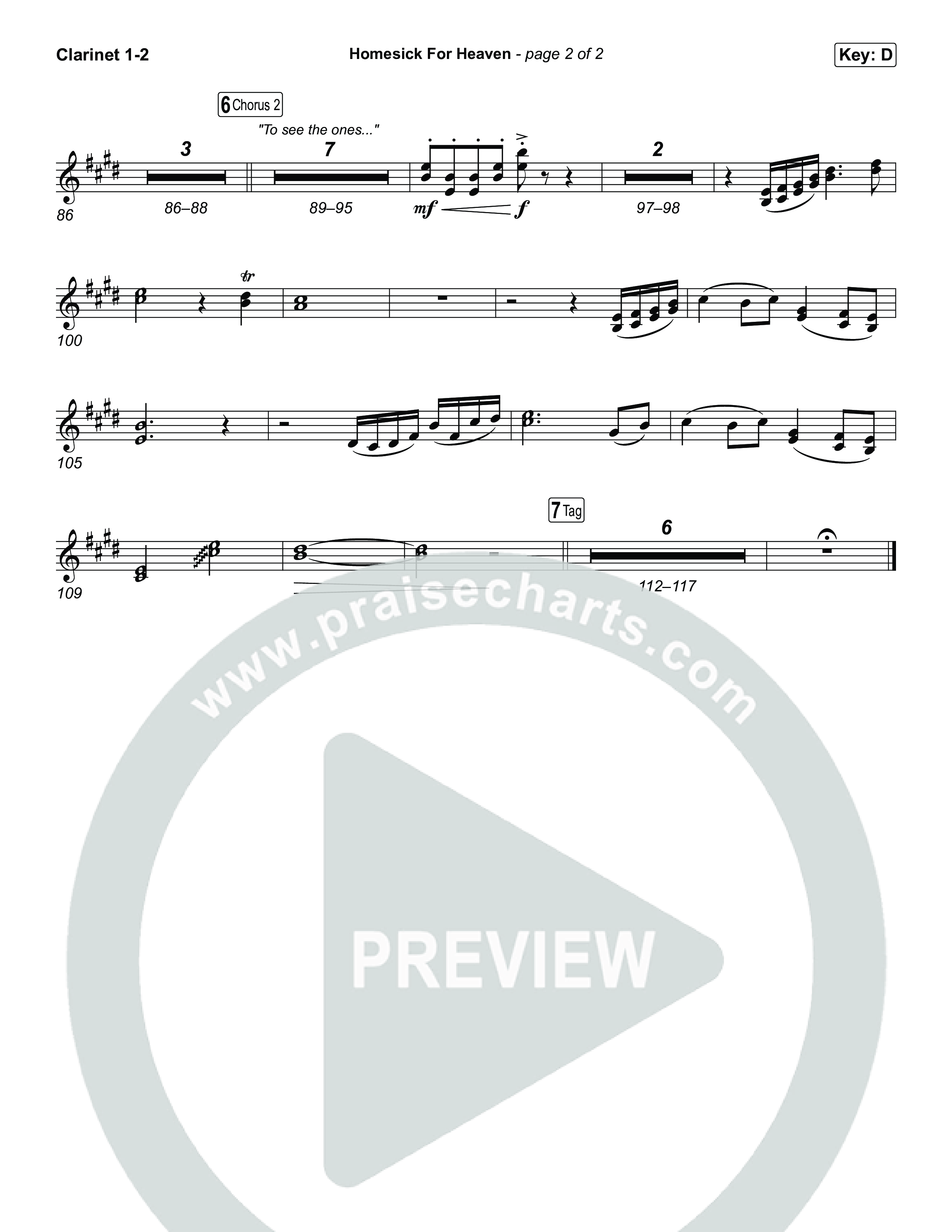 Homesick For Heaven Clarinet 1/2 (Phil Wickham)