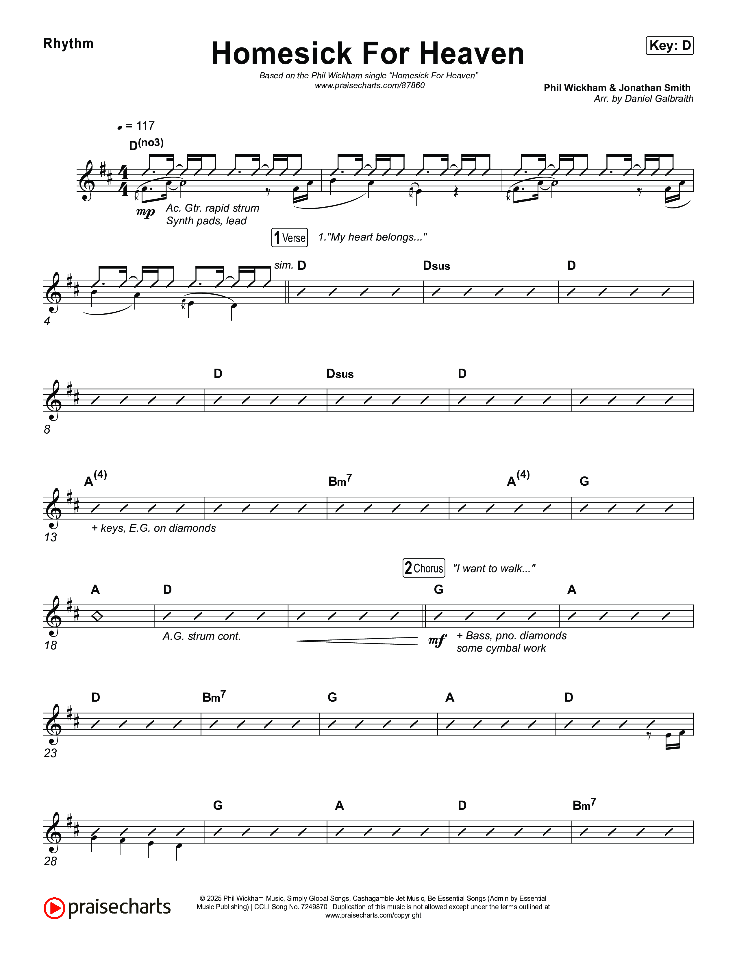 Homesick For Heaven Rhythm Chart (Phil Wickham)
