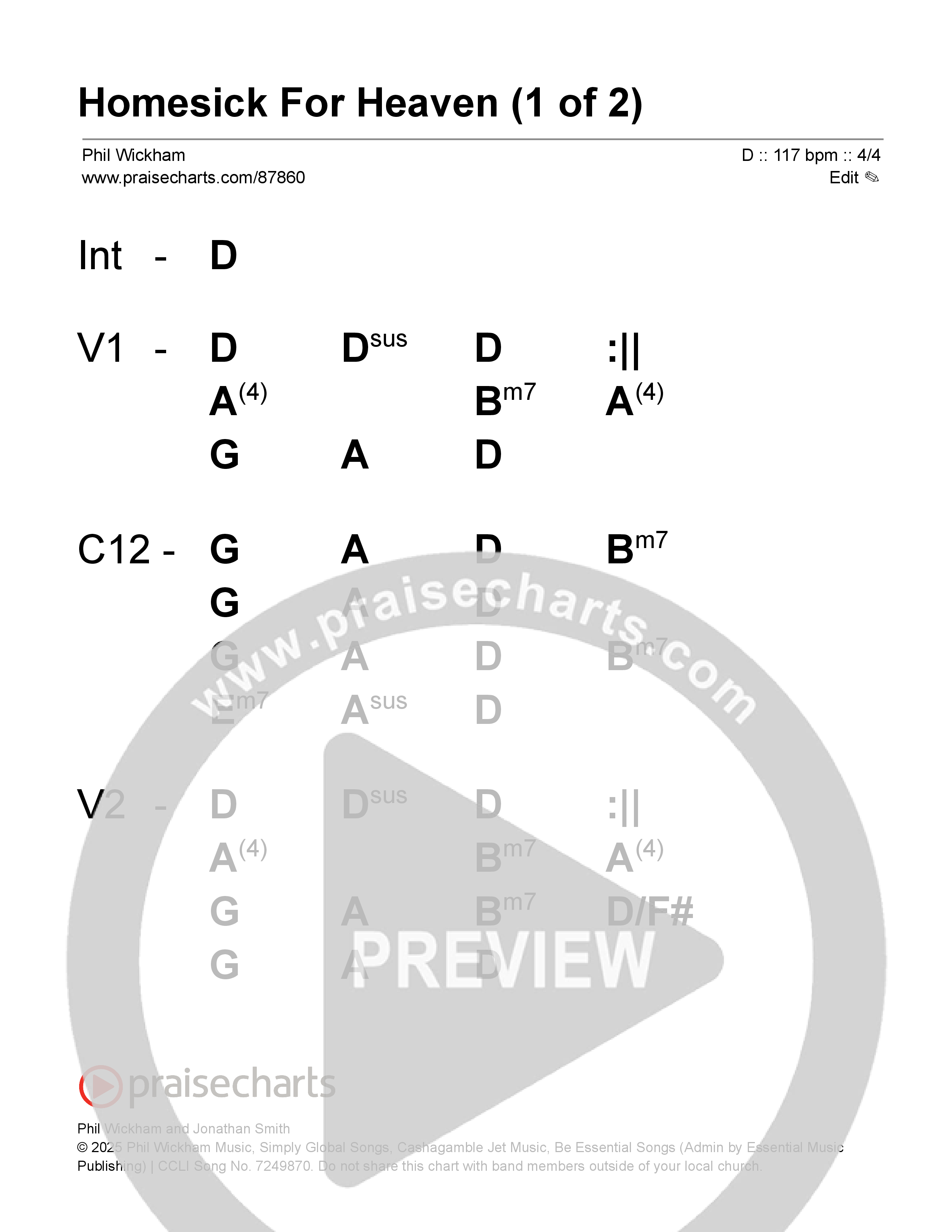 Homesick For Heaven Stage Chart (Phil Wickham)