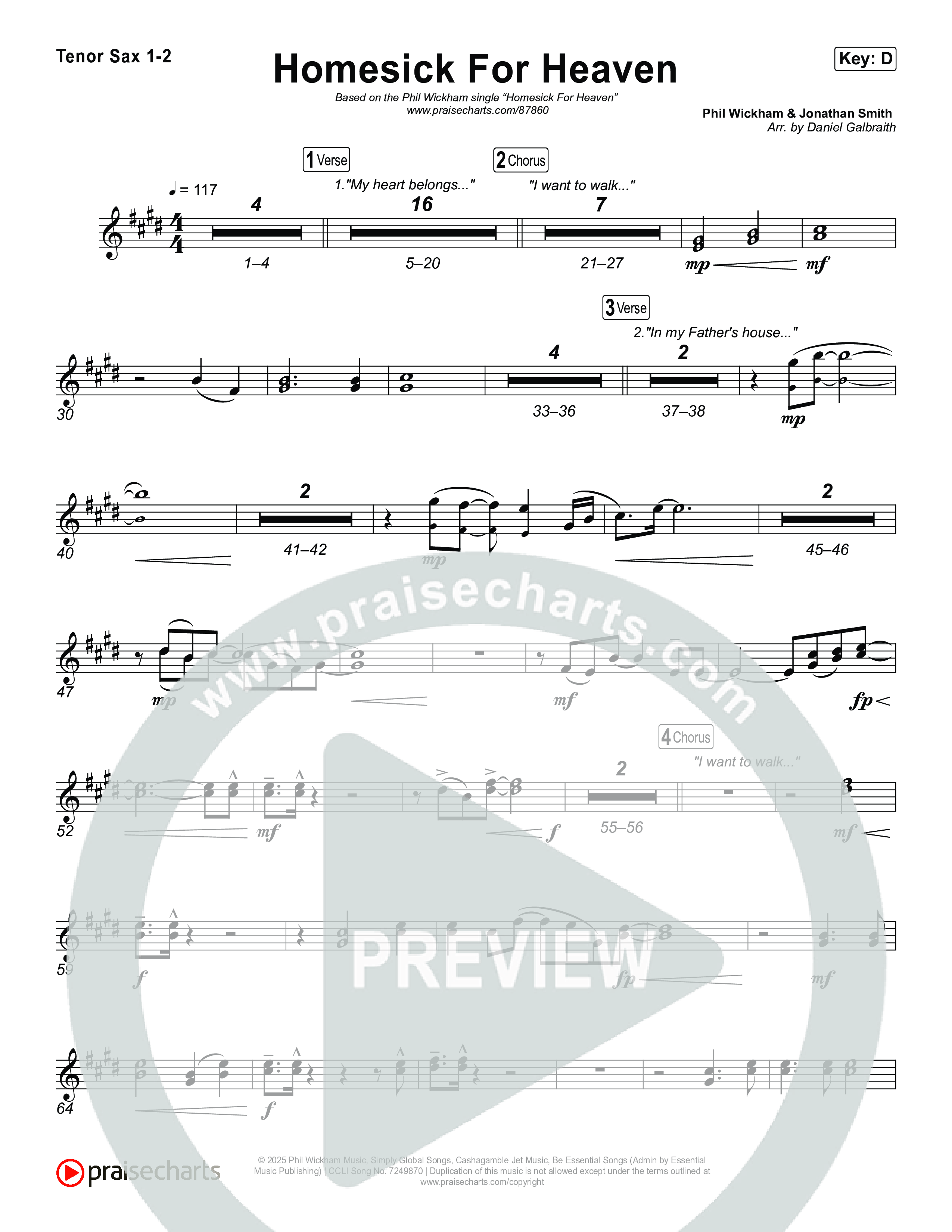 Homesick For Heaven Tenor Sax 1,2 (Phil Wickham)