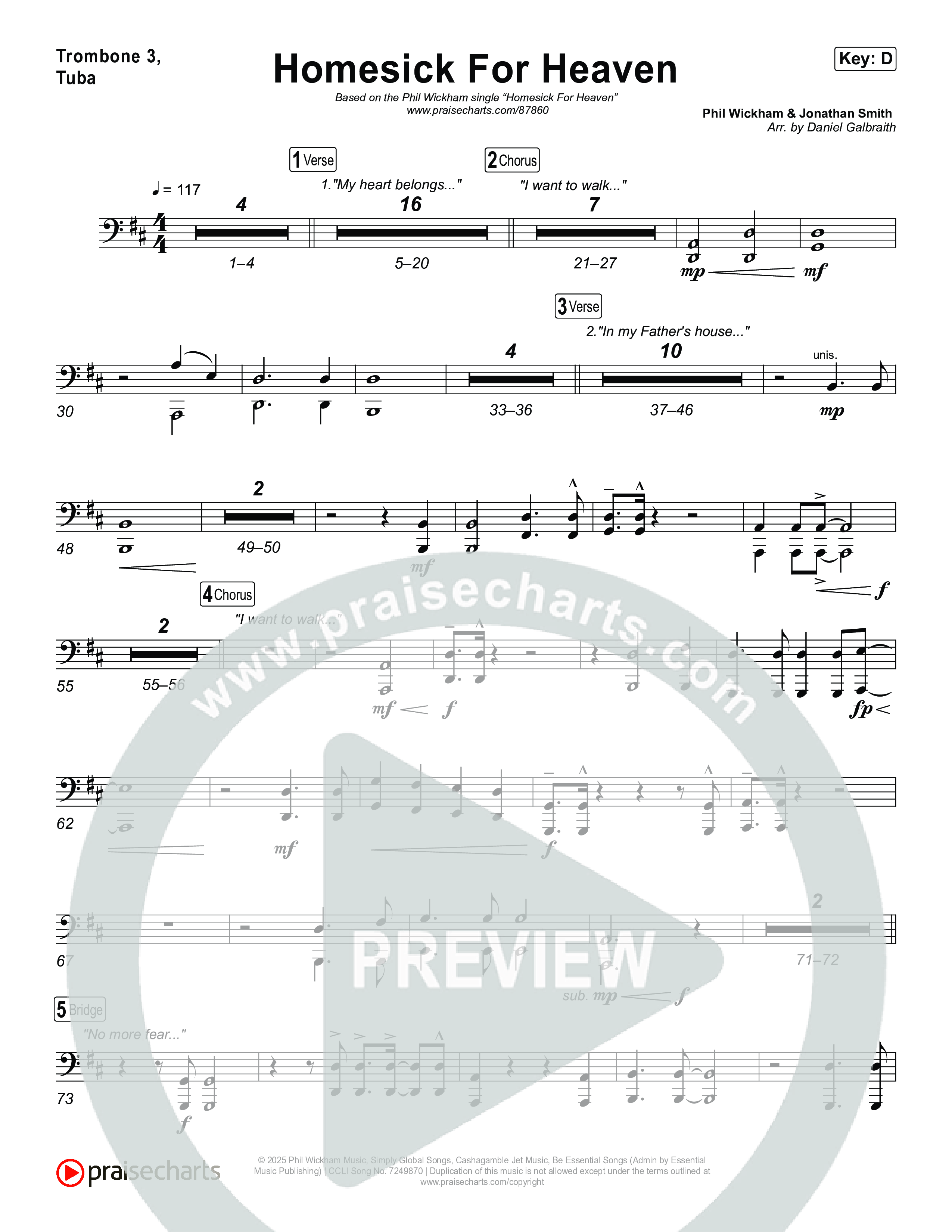 Homesick For Heaven Trombone 3/Tuba (Phil Wickham)