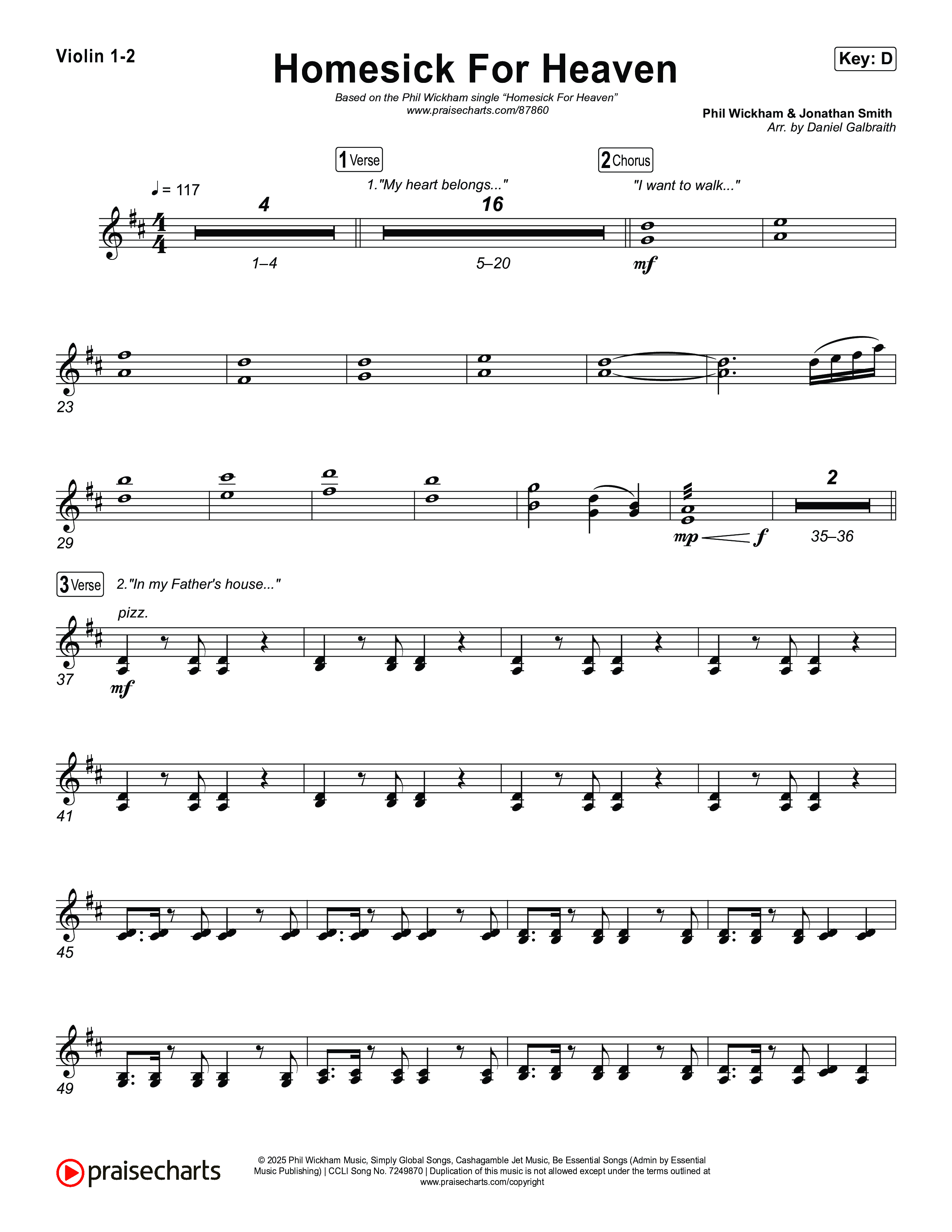 Homesick For Heaven Violin 1,2 (Phil Wickham)