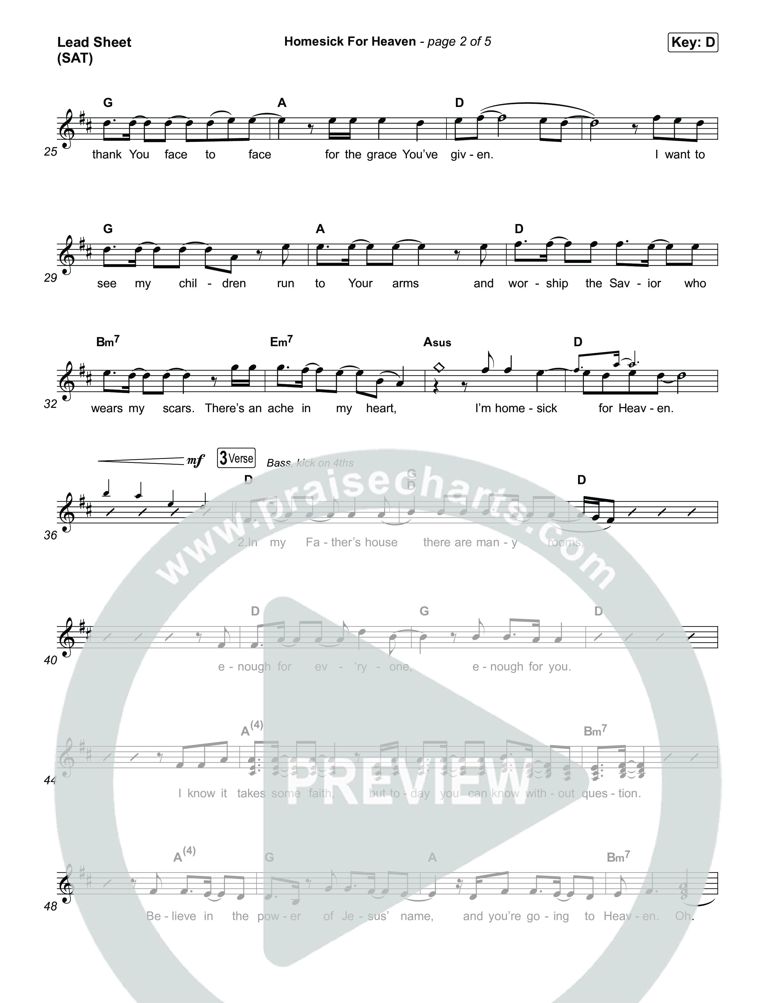 Homesick For Heaven (Live from Singalong) Lead Sheet (SAT) (Phil Wickham)