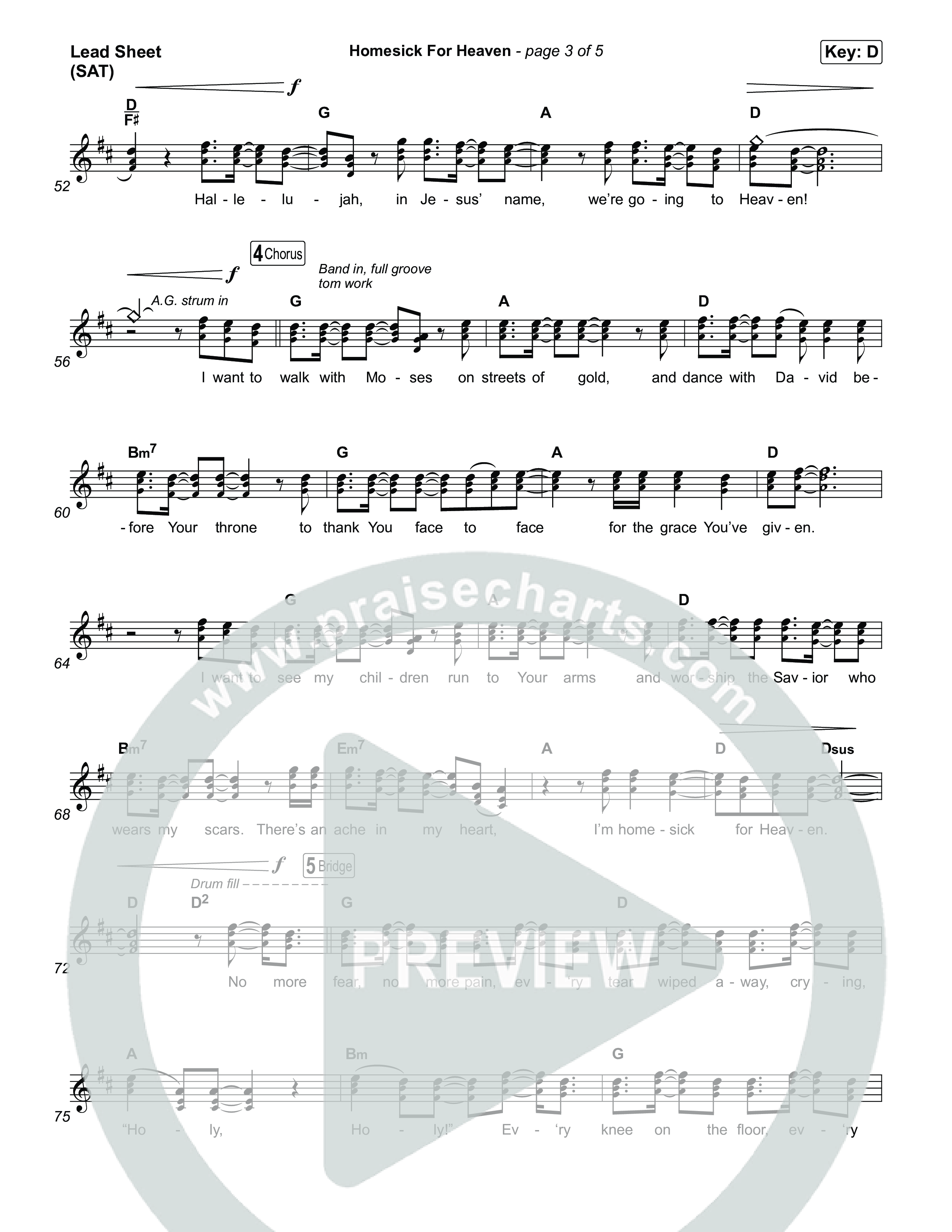 Homesick For Heaven (Live from Singalong) Lead Sheet (SAT) (Phil Wickham)