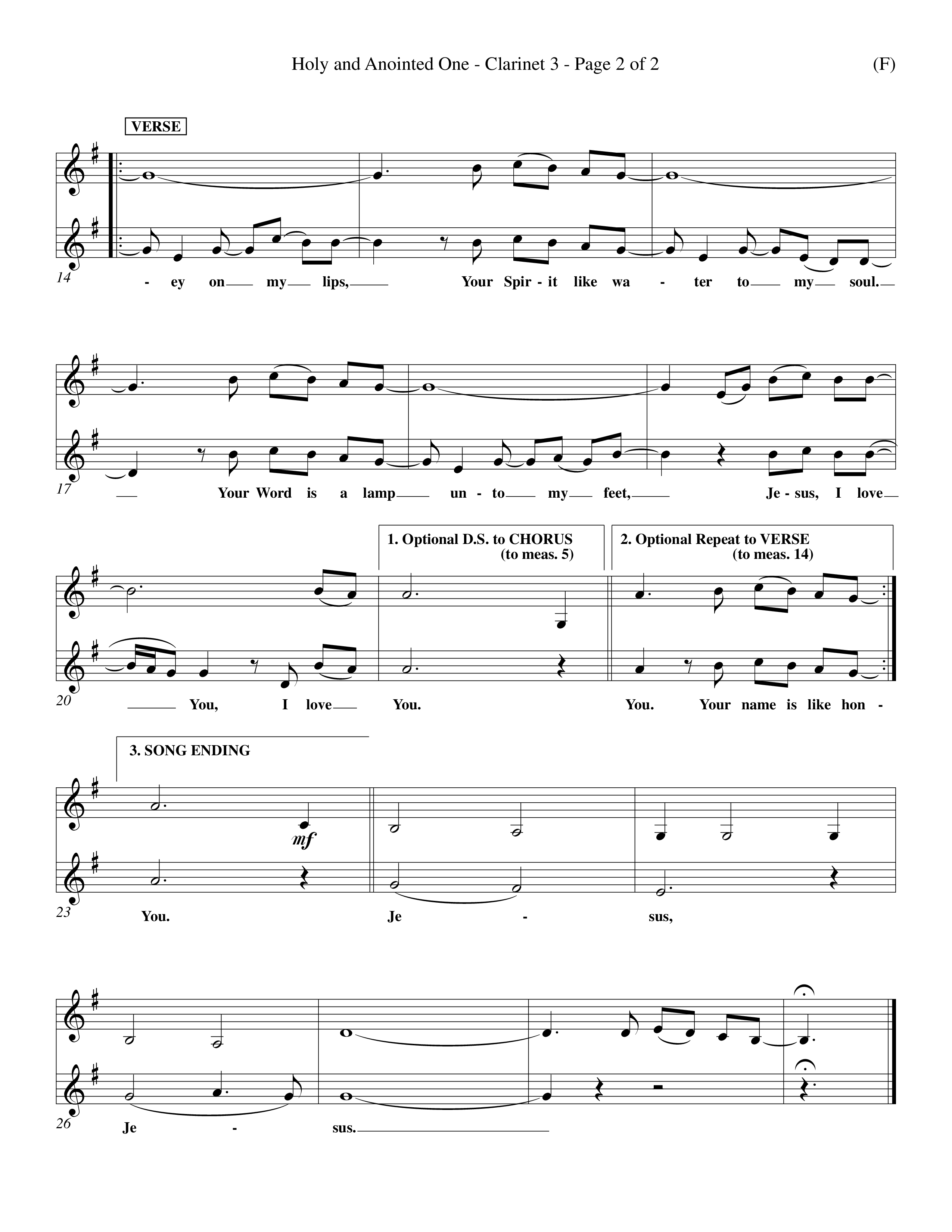 Holy And Anointed One (Choral Anthem SATB) Clarinet 3 (Word Music Choral / Orch. Ed Dickinson)
