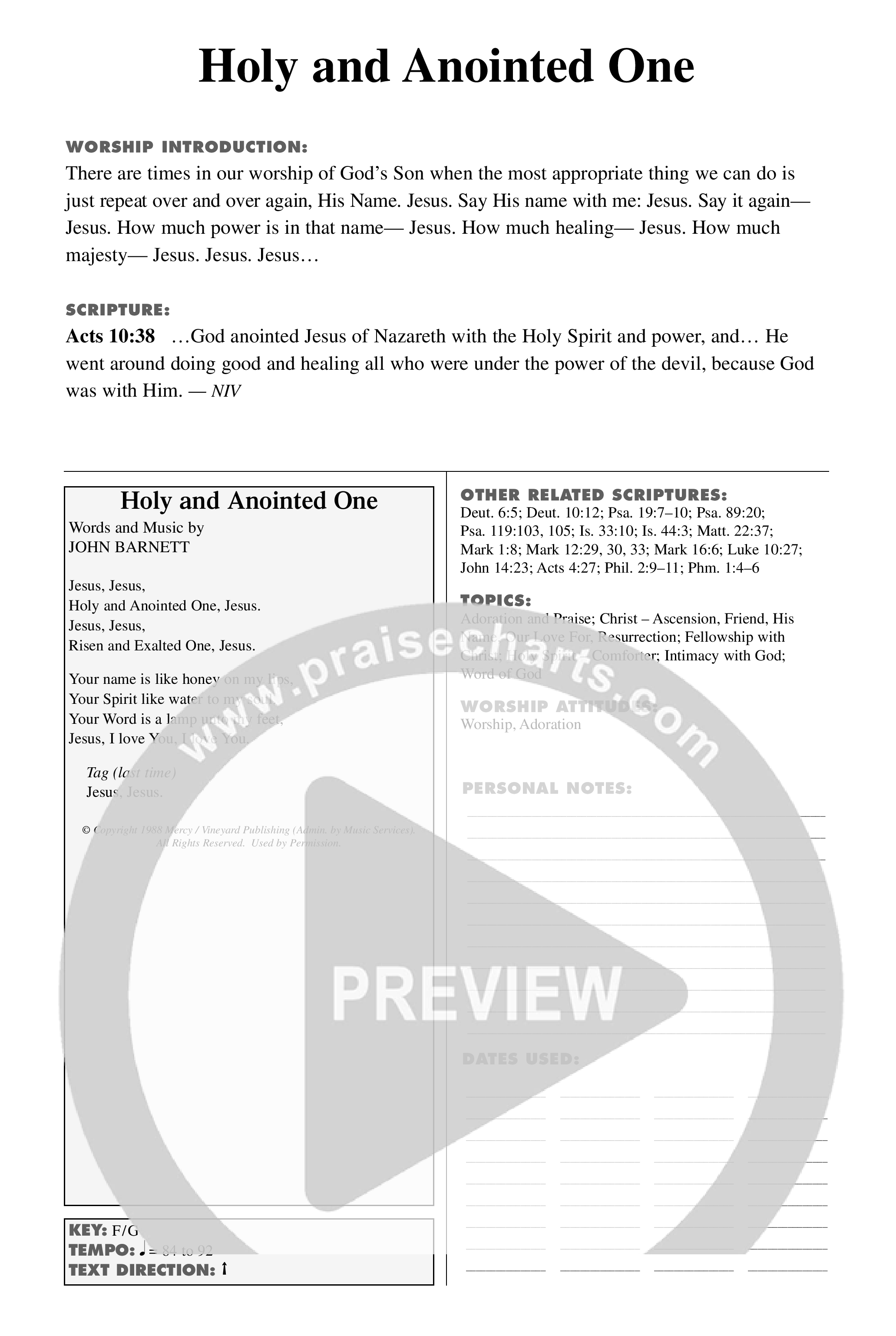 Holy And Anointed One (Choral Anthem SATB) Rhythm Pack (Word Music Choral / Orch. Ed Dickinson)