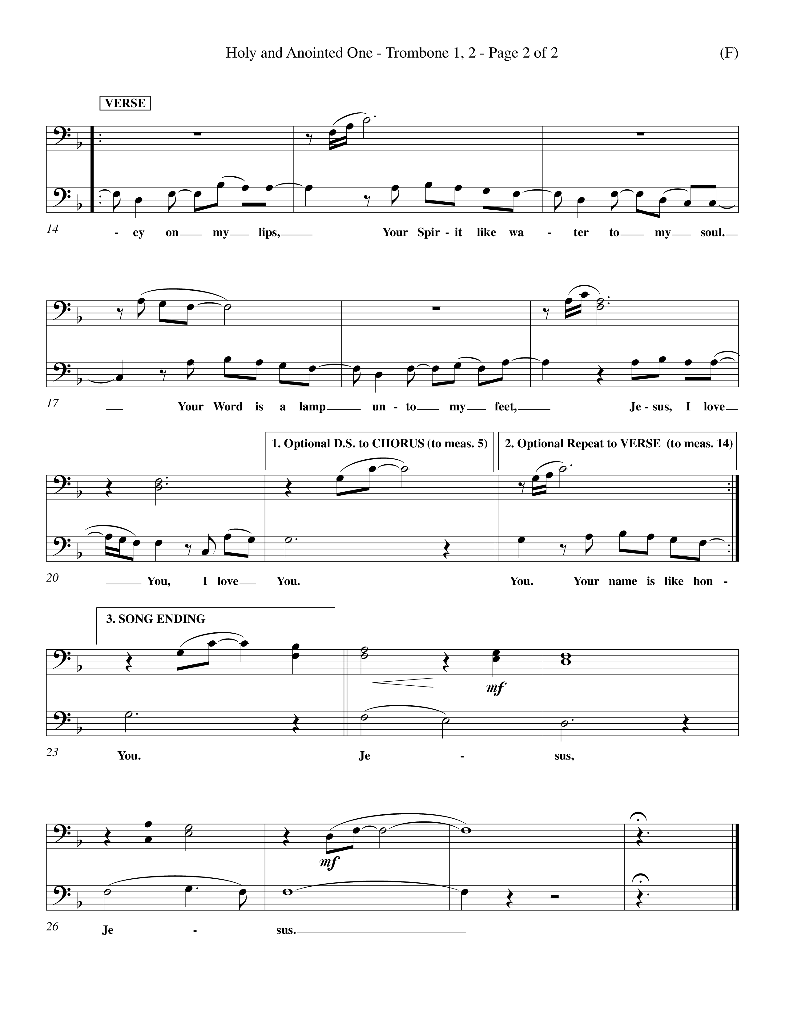 Holy And Anointed One (Choral Anthem SATB) Trombone 1/2 (Word Music Choral / Orch. Ed Dickinson)
