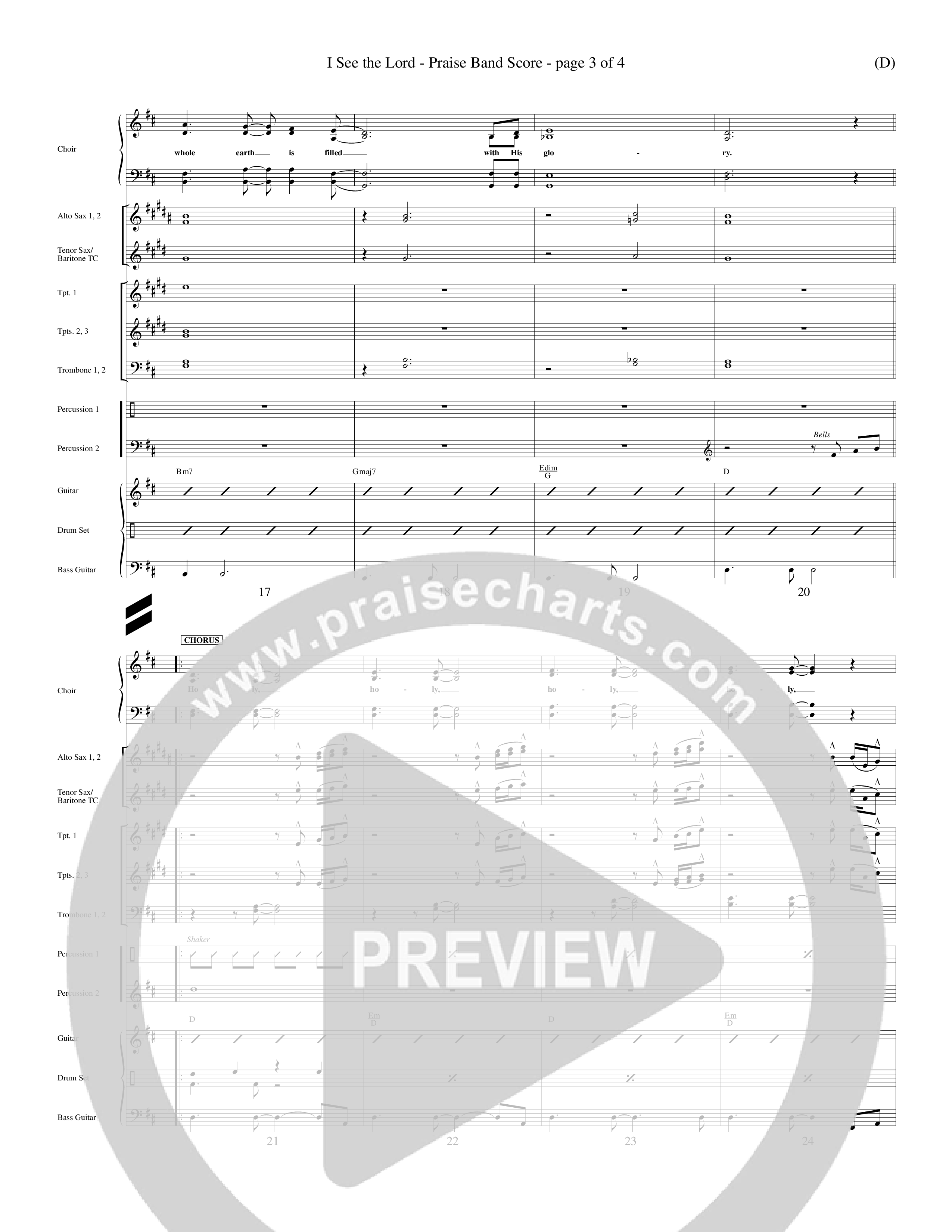 I See The Lord (Choral Anthem SATB) PraiseBand (incl. Brass) (Word Music Choral / Orch. Ed Dickinson)