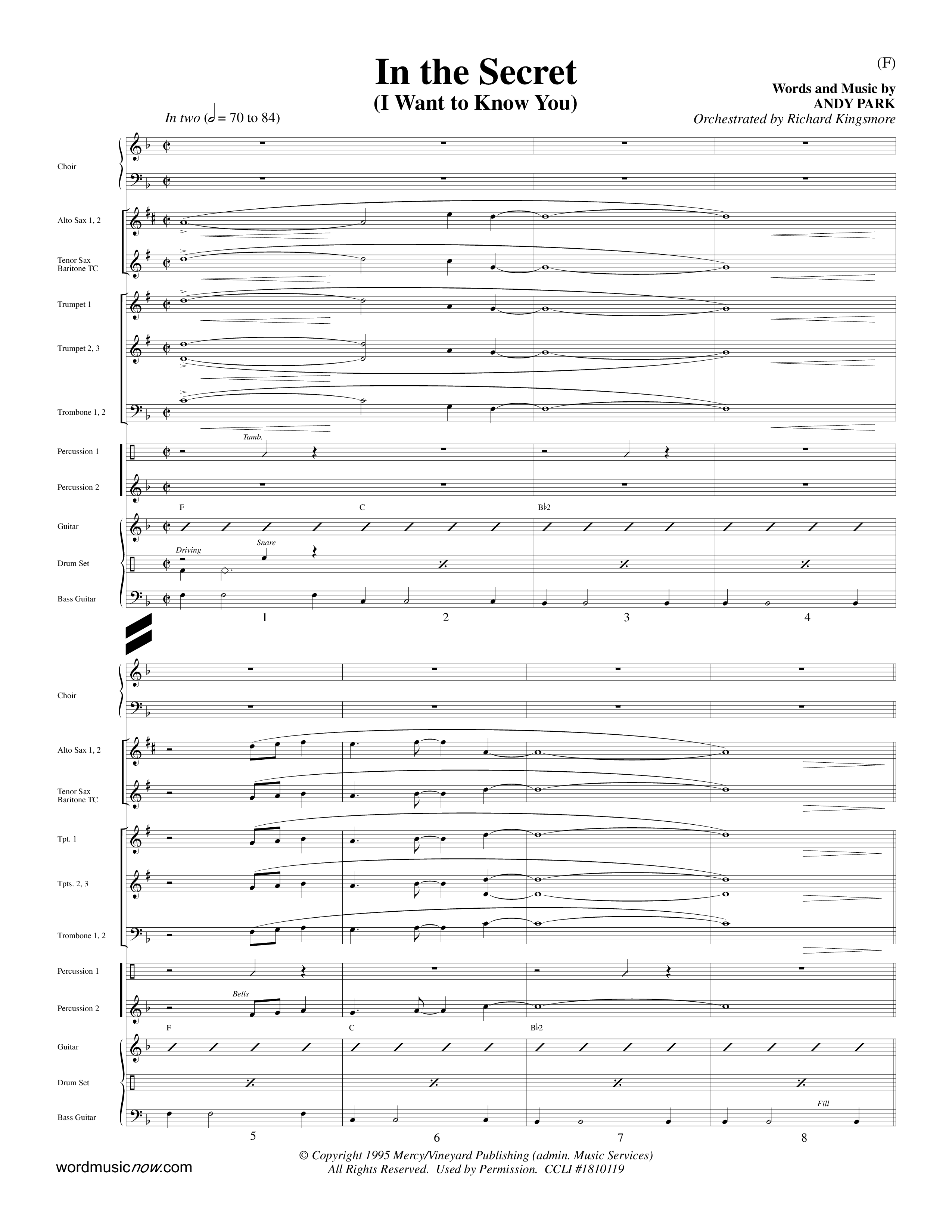 In The Secret (Choral Anthem SATB) Conductor's Score (Word Music Choral / Orch. Richard Kingsmore)