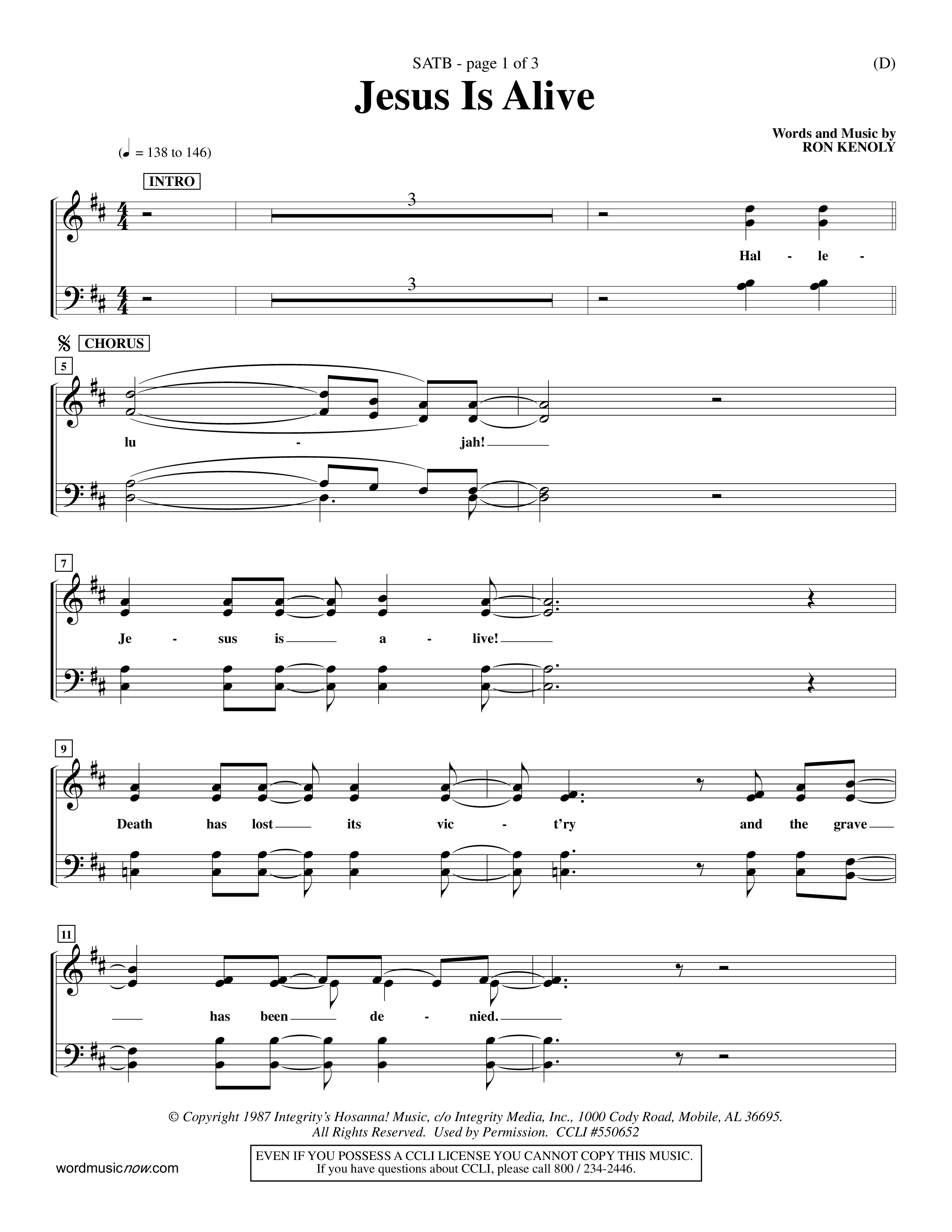 Jesus Is Alive (Choral Anthem SATB) Choir Sheet (SATB) (Word Music Choral / Orch. Dave Williamson)