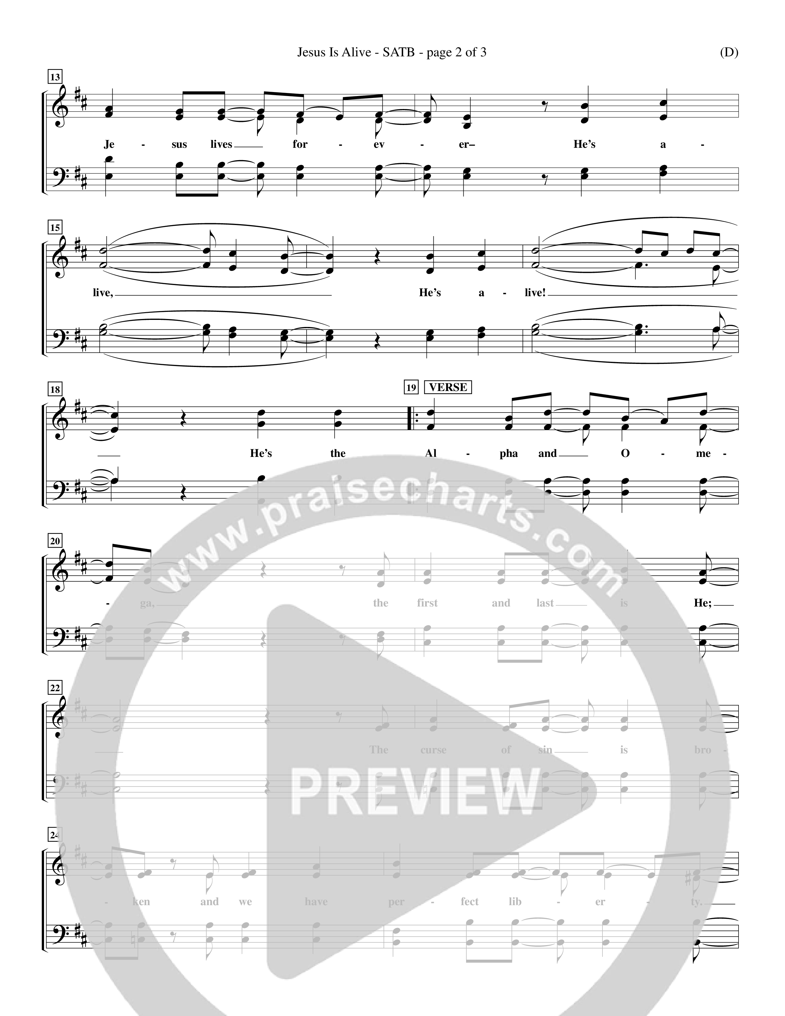 Jesus Is Alive (Choral Anthem SATB) Choir Sheet (SATB) (Word Music Choral / Orch. Dave Williamson)