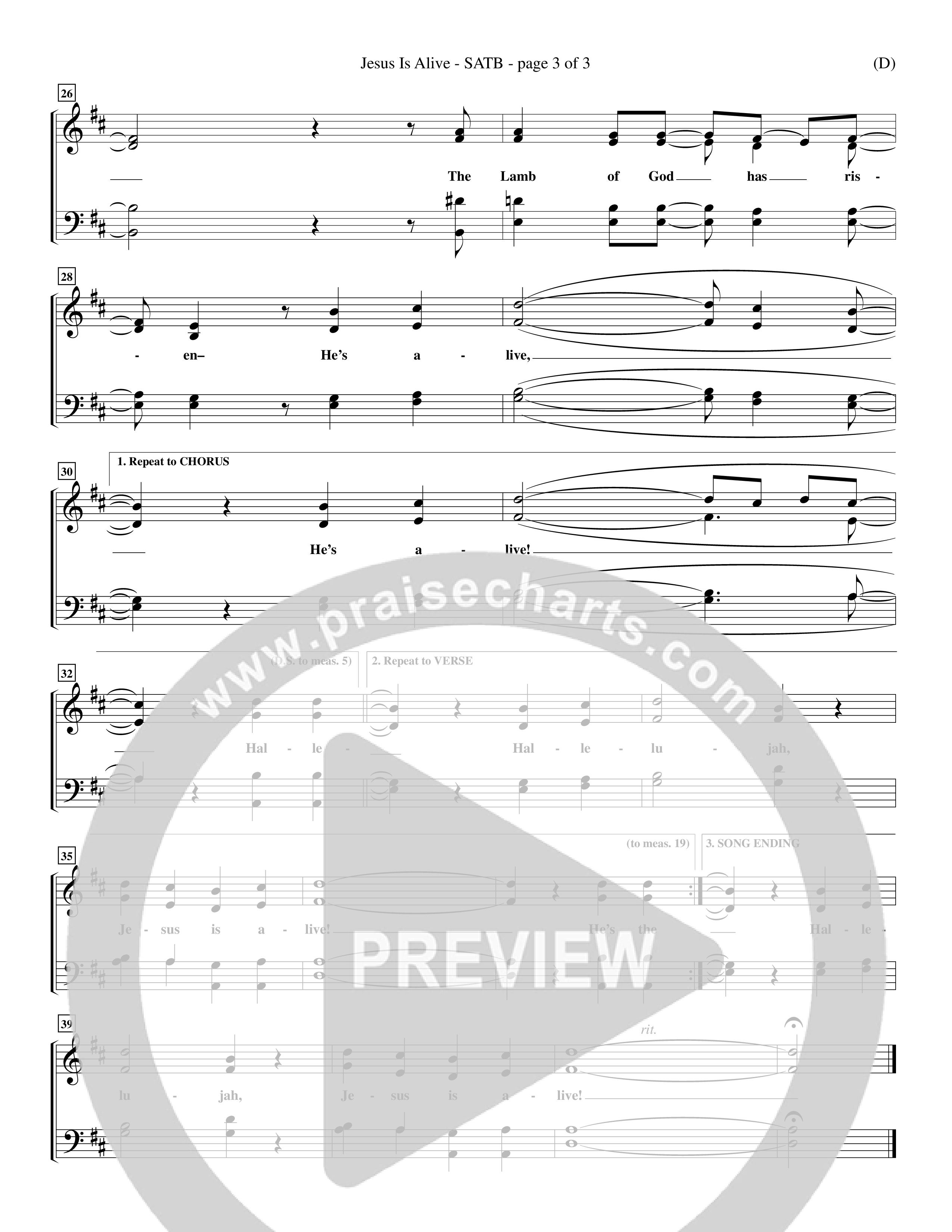 Jesus Is Alive (Choral Anthem SATB) Choir Sheet (SATB) (Word Music Choral / Orch. Dave Williamson)