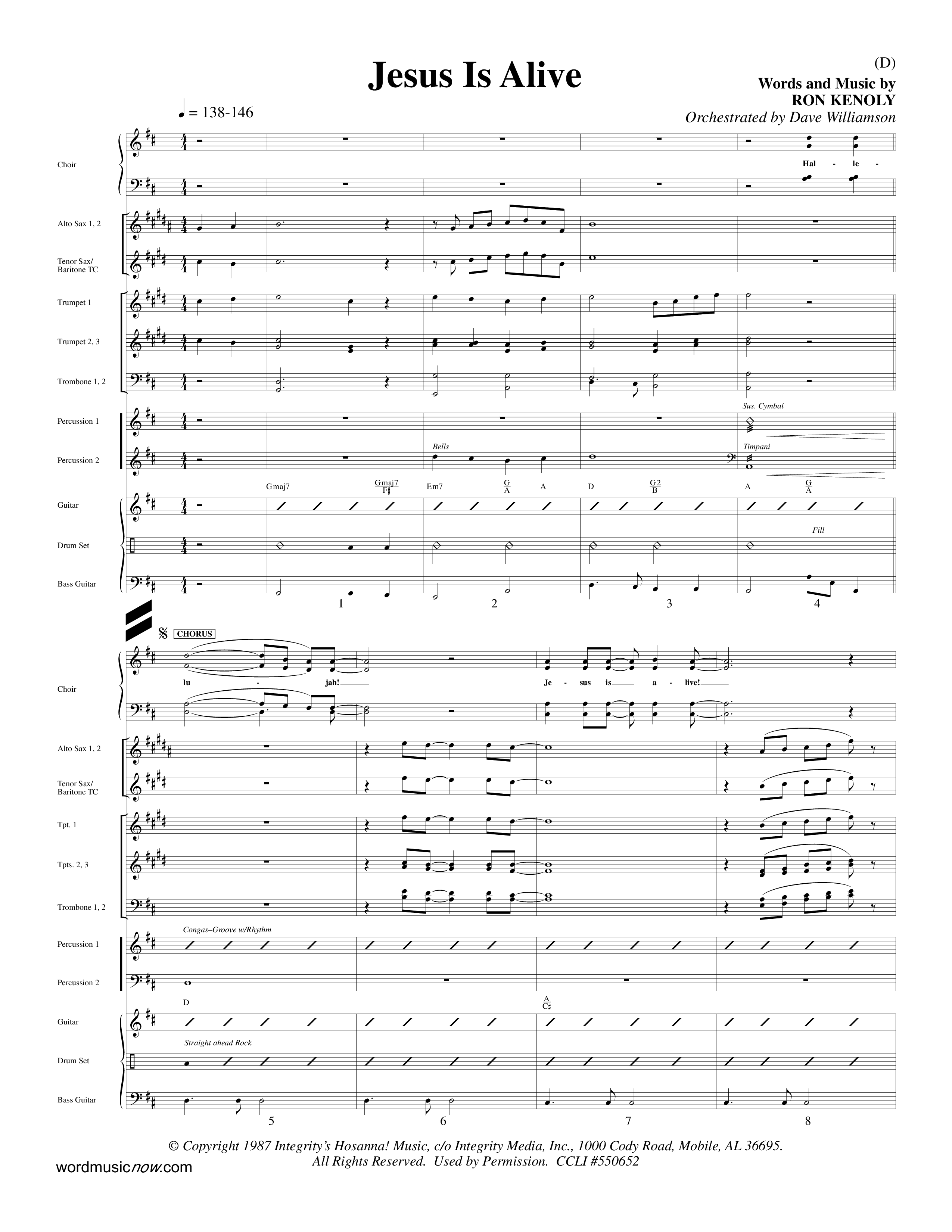 Jesus Is Alive (Choral Anthem SATB) Conductor's Score (Word Music Choral / Orch. Dave Williamson)