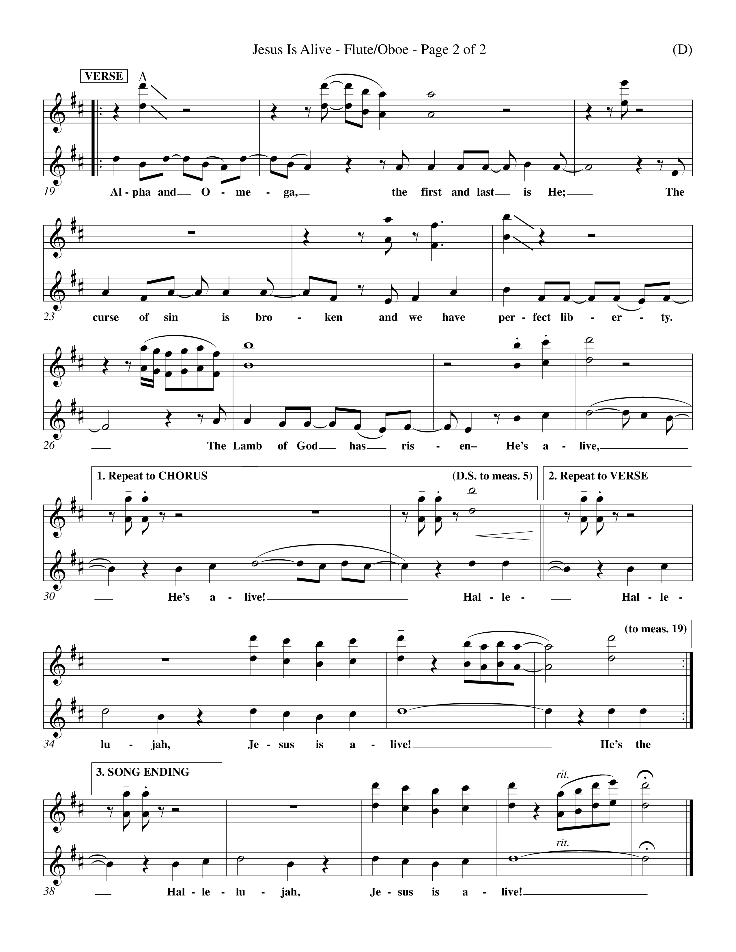 Jesus Is Alive (Choral Anthem SATB) Flute/Oboe (Word Music Choral / Orch. Dave Williamson)