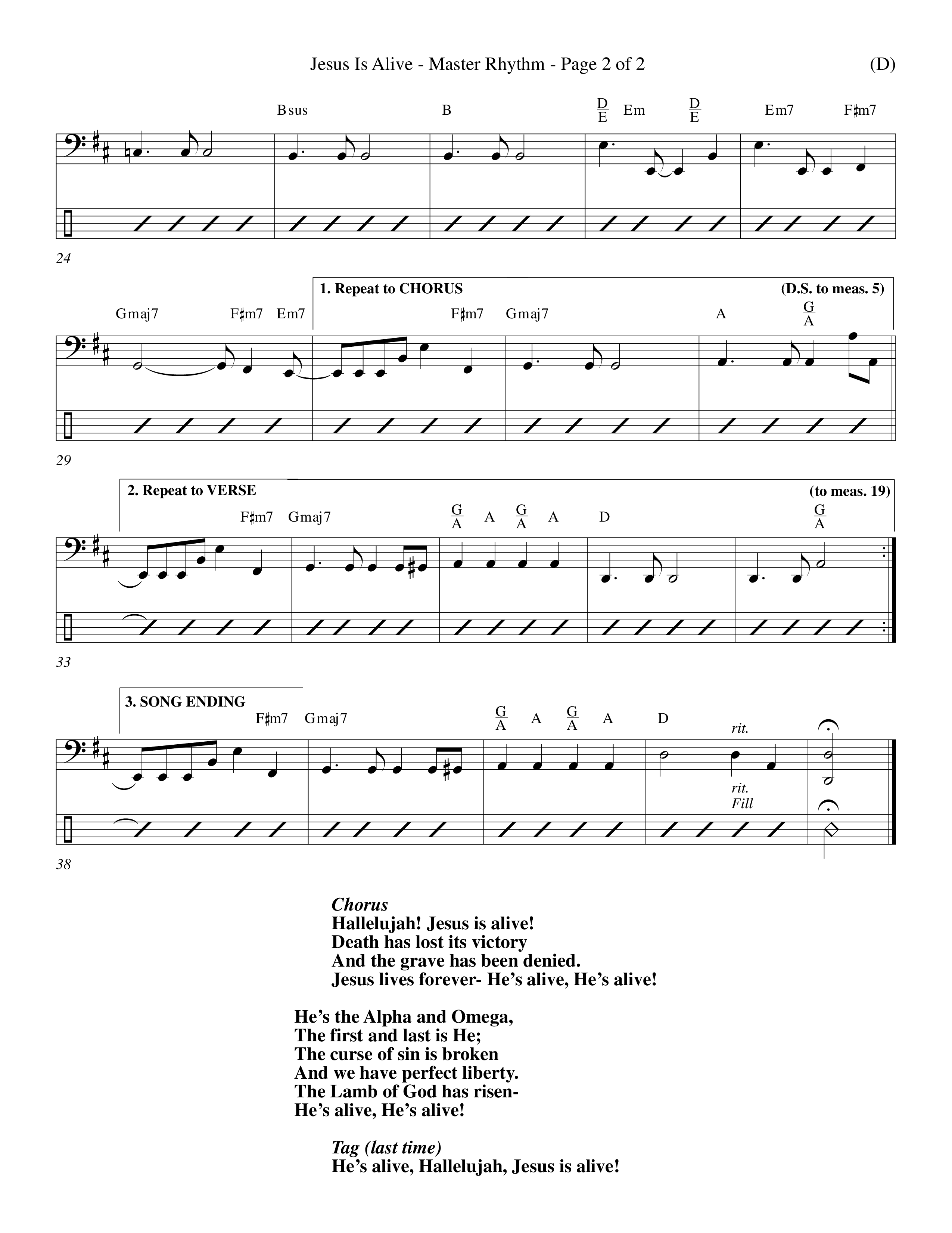 Jesus Is Alive (Choral Anthem SATB) Rhythm Chart (Word Music Choral / Orch. Dave Williamson)